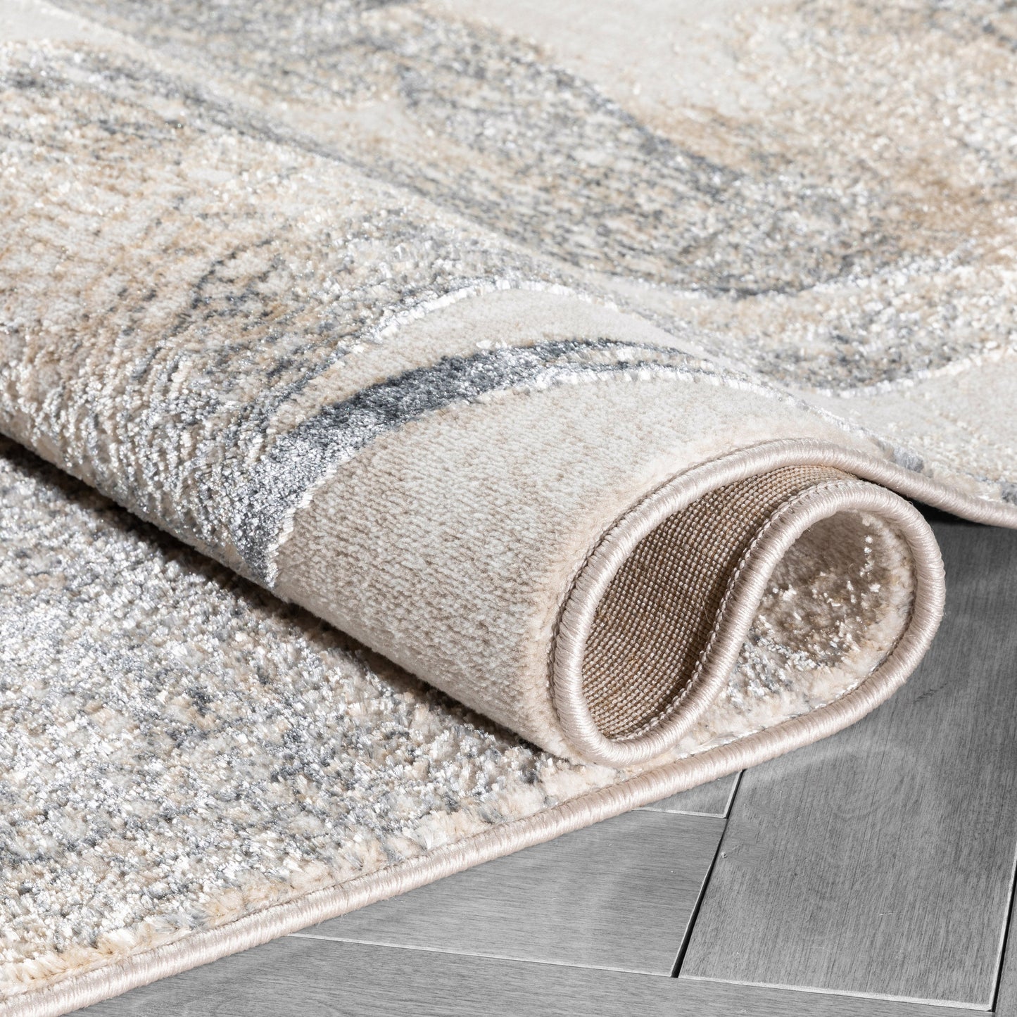 Gillian Vintage Modern Abstract Ivory Glam Rug CAI-32