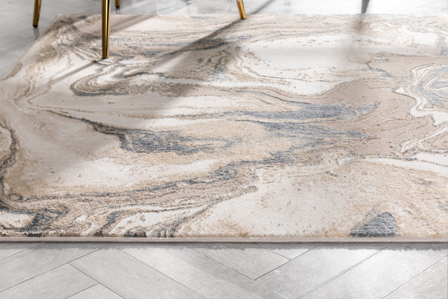 Fay Modern Abstract Ivory Glam Rug CAI-42