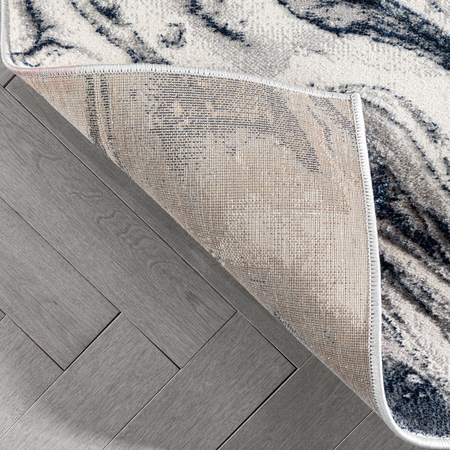 Fay Modern Abstract Blue Glam Rug CAI-44