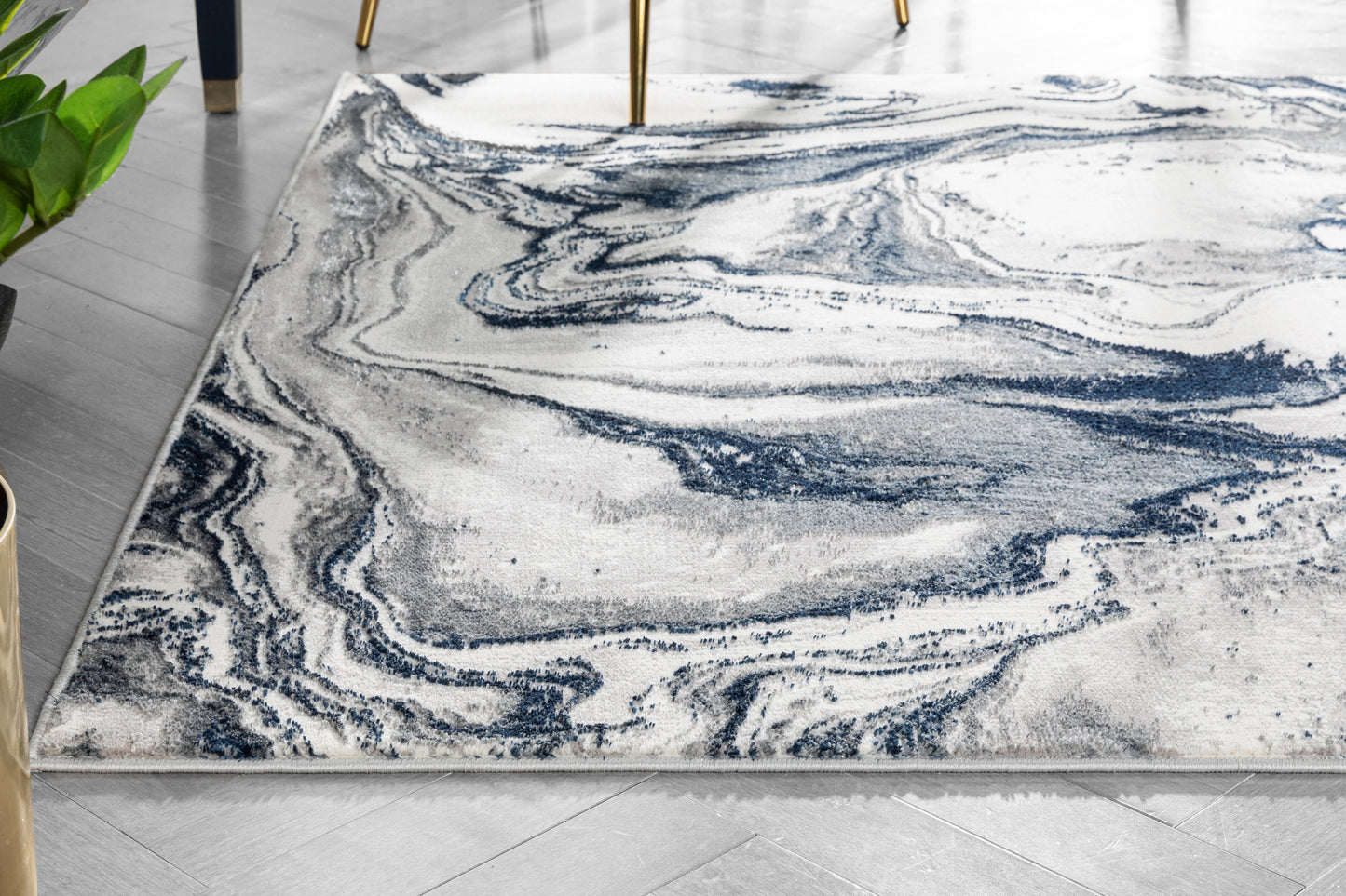 Fay Modern Abstract Blue Glam Rug CAI-44