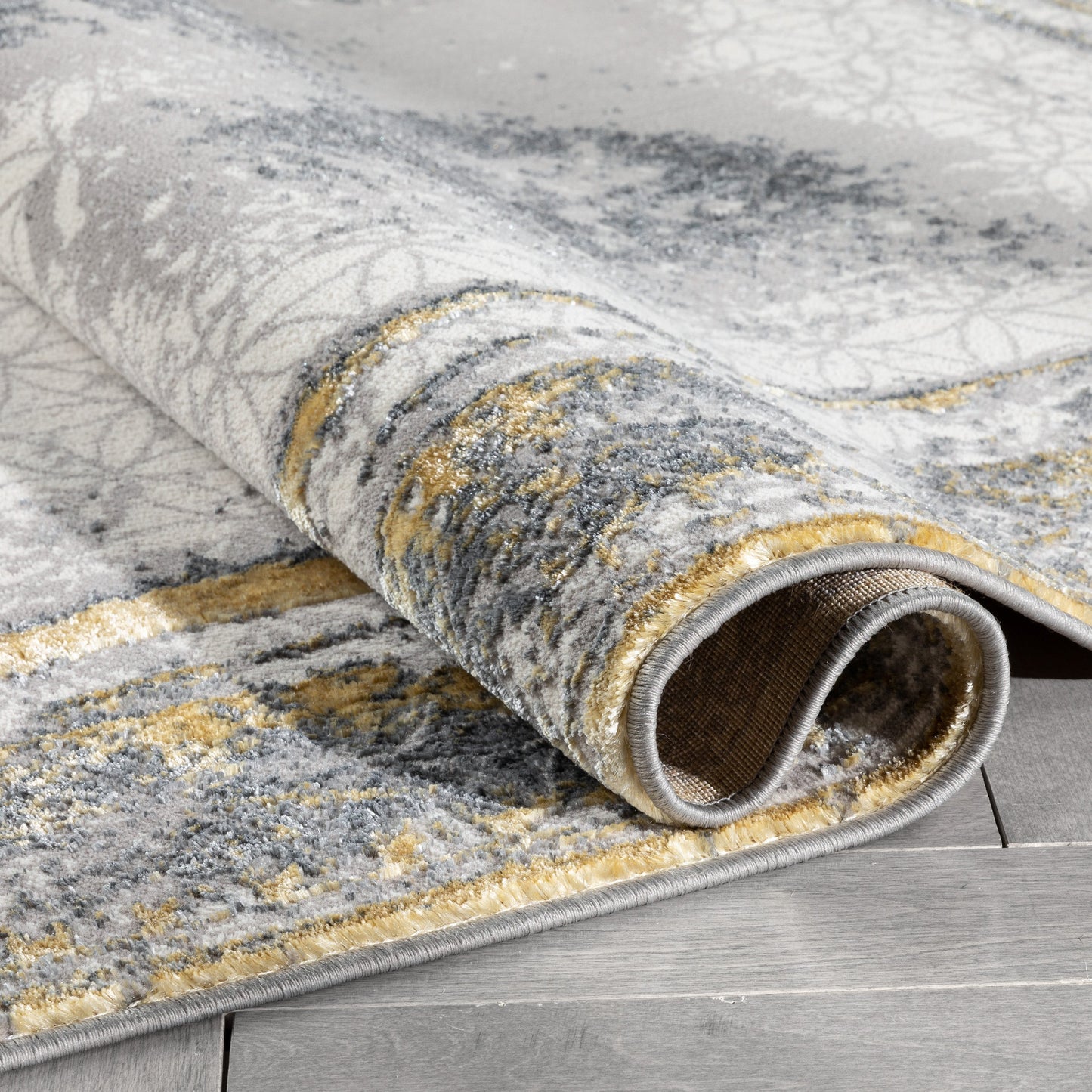 Isolde Vintage Abstract Border Yellow Glam Rug CAI-61