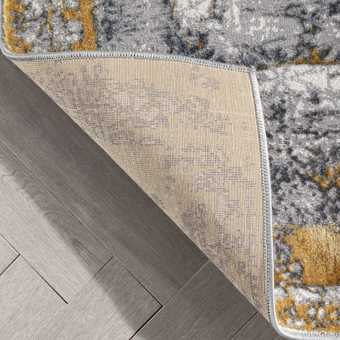 Isolde Vintage Abstract Border Yellow Glam Rug CAI-61