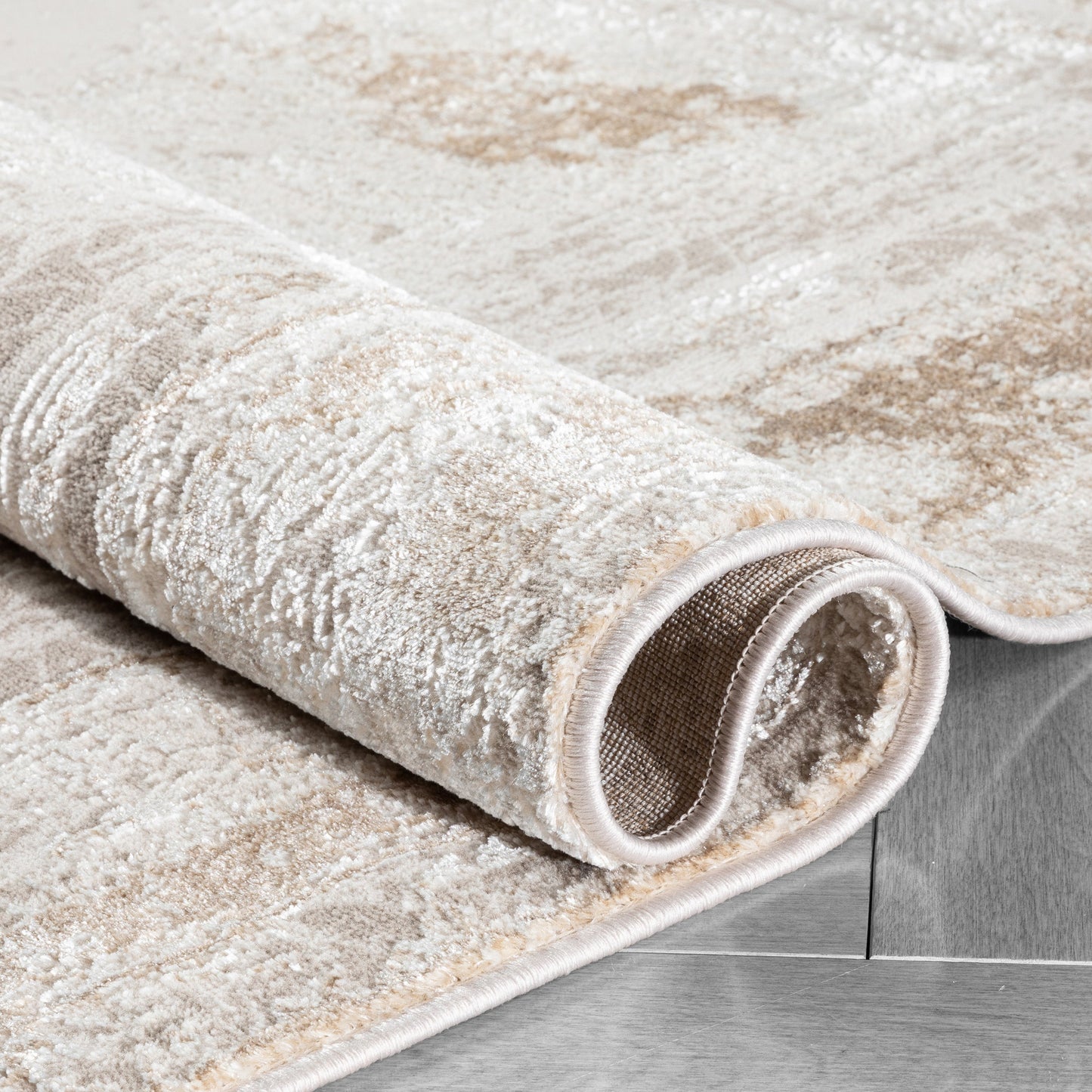 Isolde Vintage Abstract Border Ivory Glam Rug CAI-62