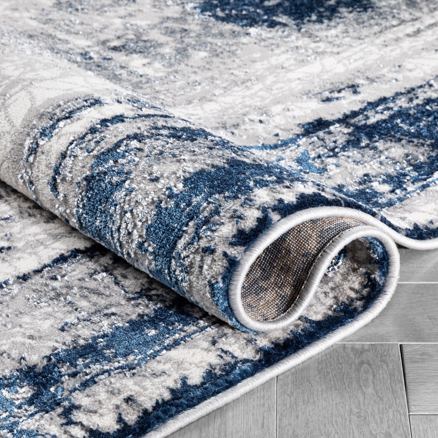 Isolde Vintage Abstract Border Blue Glam Rug CAI-64