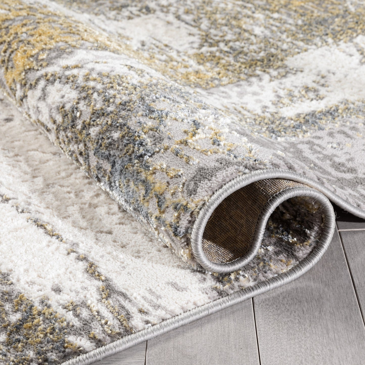 Thalia Vintage Abstract Yellow Glam Rug CAI-91