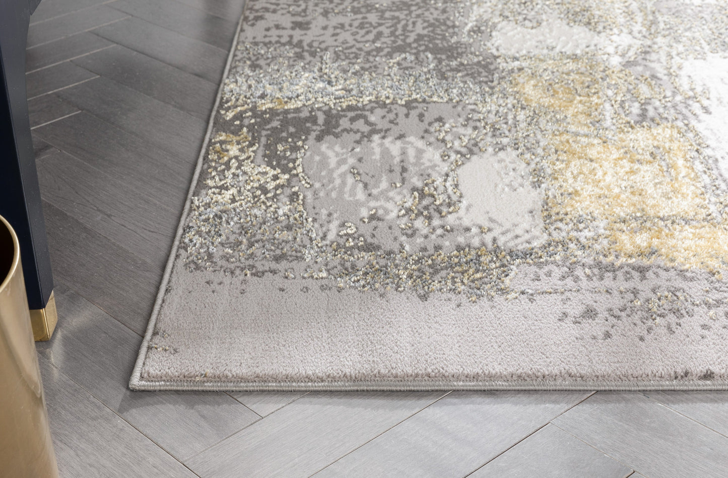 Thalia Vintage Abstract Yellow Glam Rug CAI-91