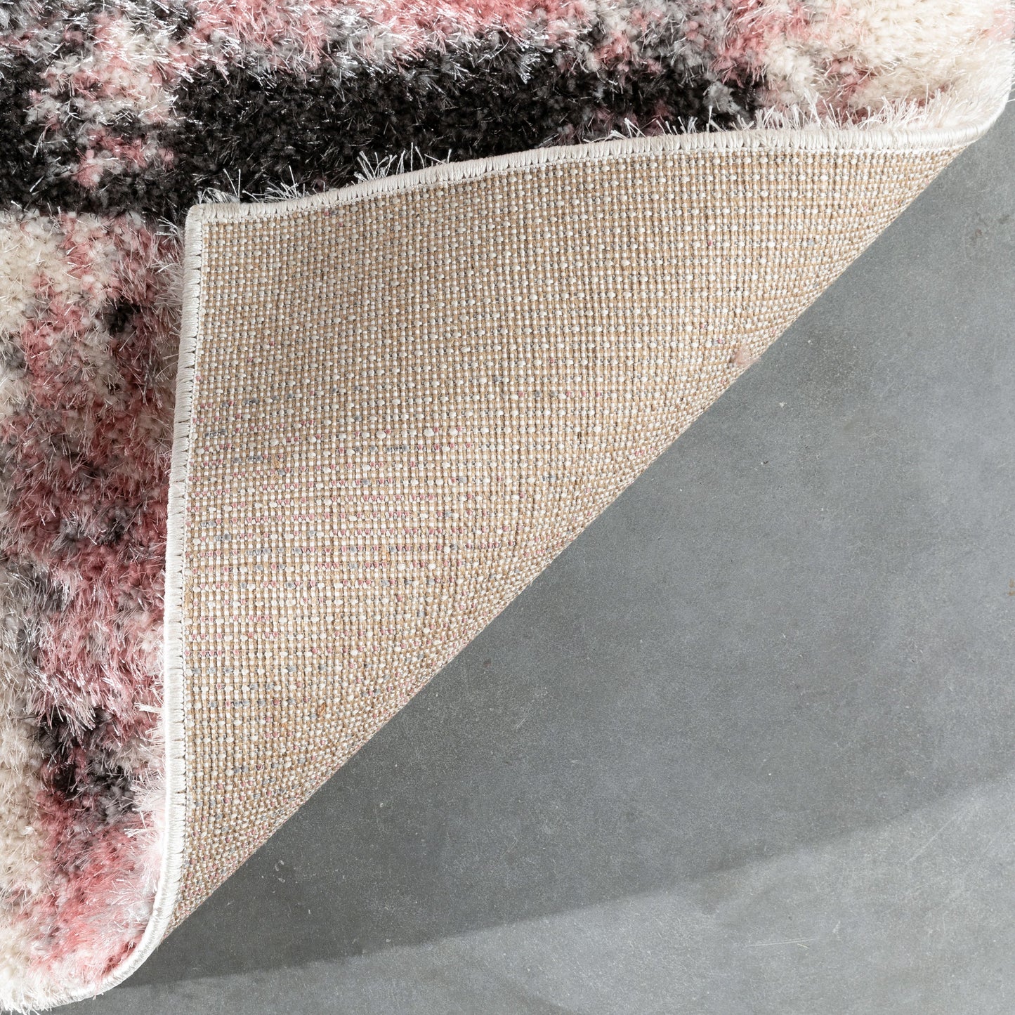 Sariah Modern Abstract Ivory Blush Shag Rug CAN-19
