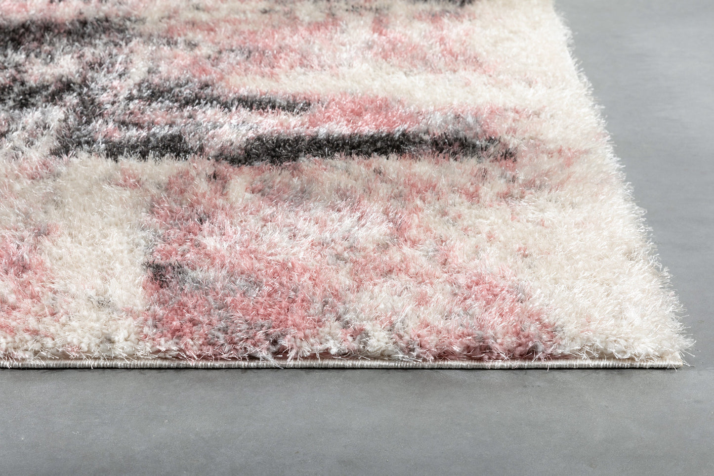 Sariah Modern Abstract Ivory Blush Shag Rug CAN-19
