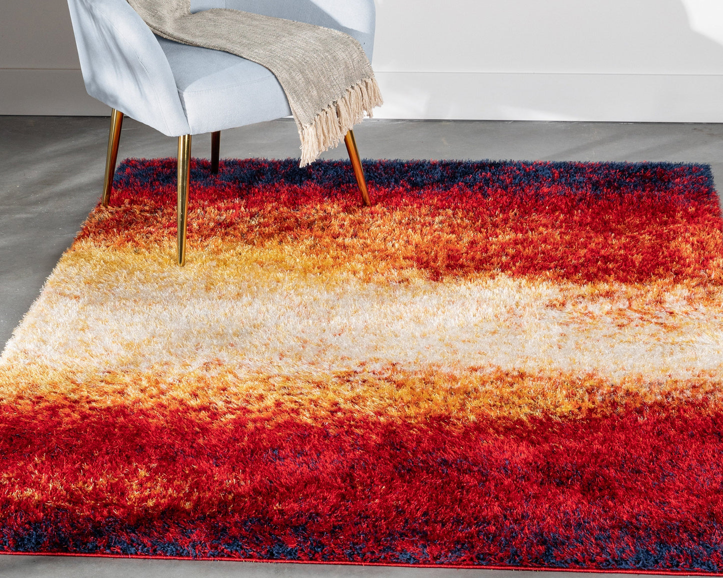 Kynlee Modern Abstract Yellow/Gold Shag Rug CAN-21