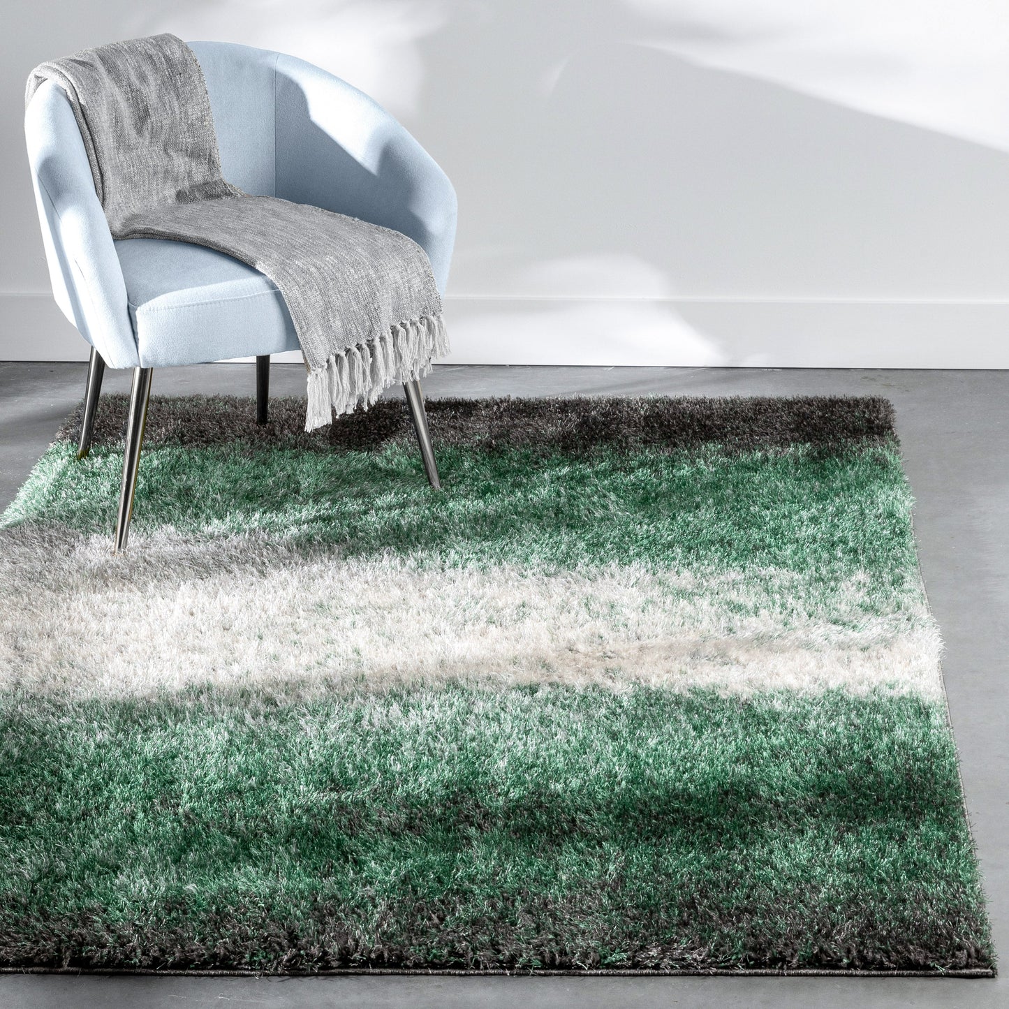 Kynlee Modern Abstract Green Shag Rug CAN-25