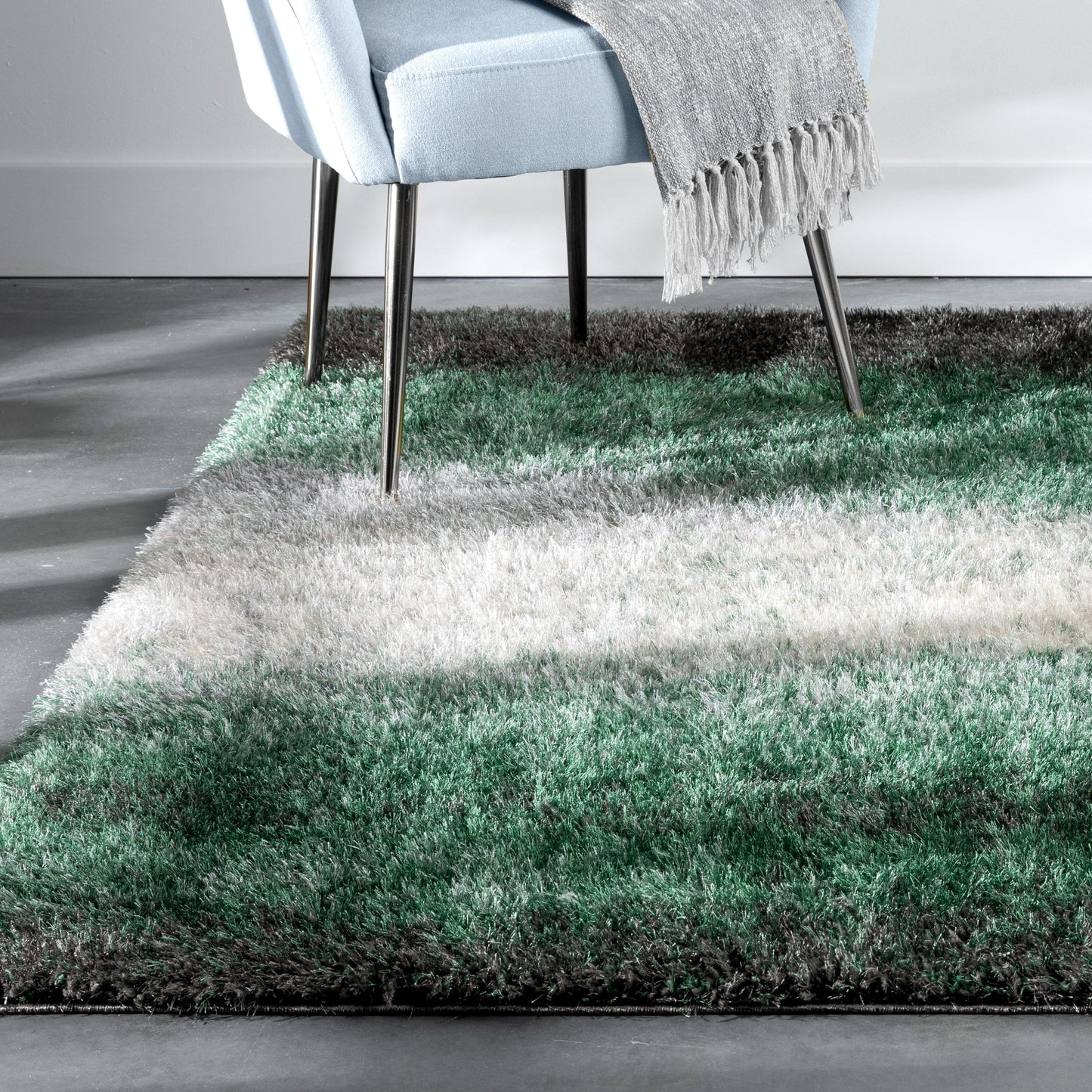 Kynlee Modern Abstract Green Shag Rug CAN-25