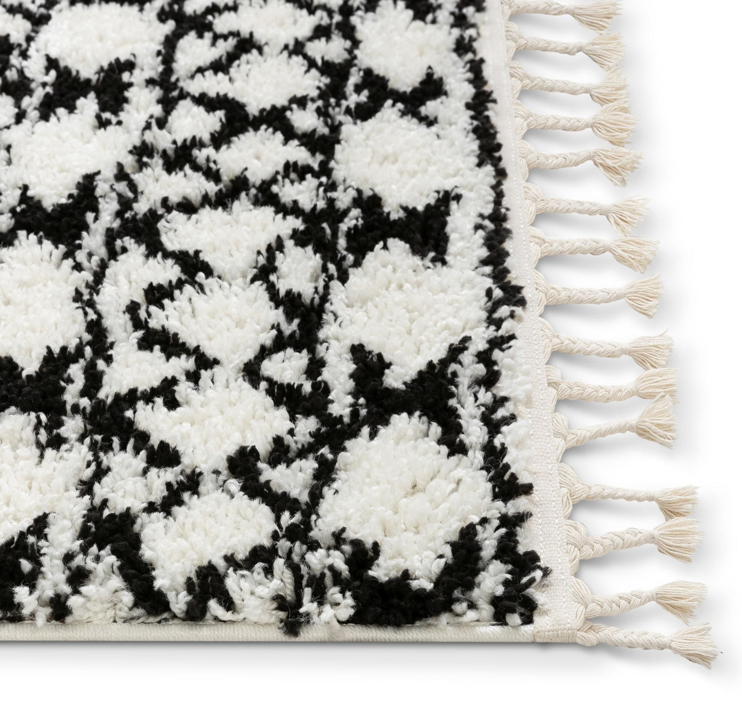 Mirela Moroccan Diamond Shag White Rug CB-112