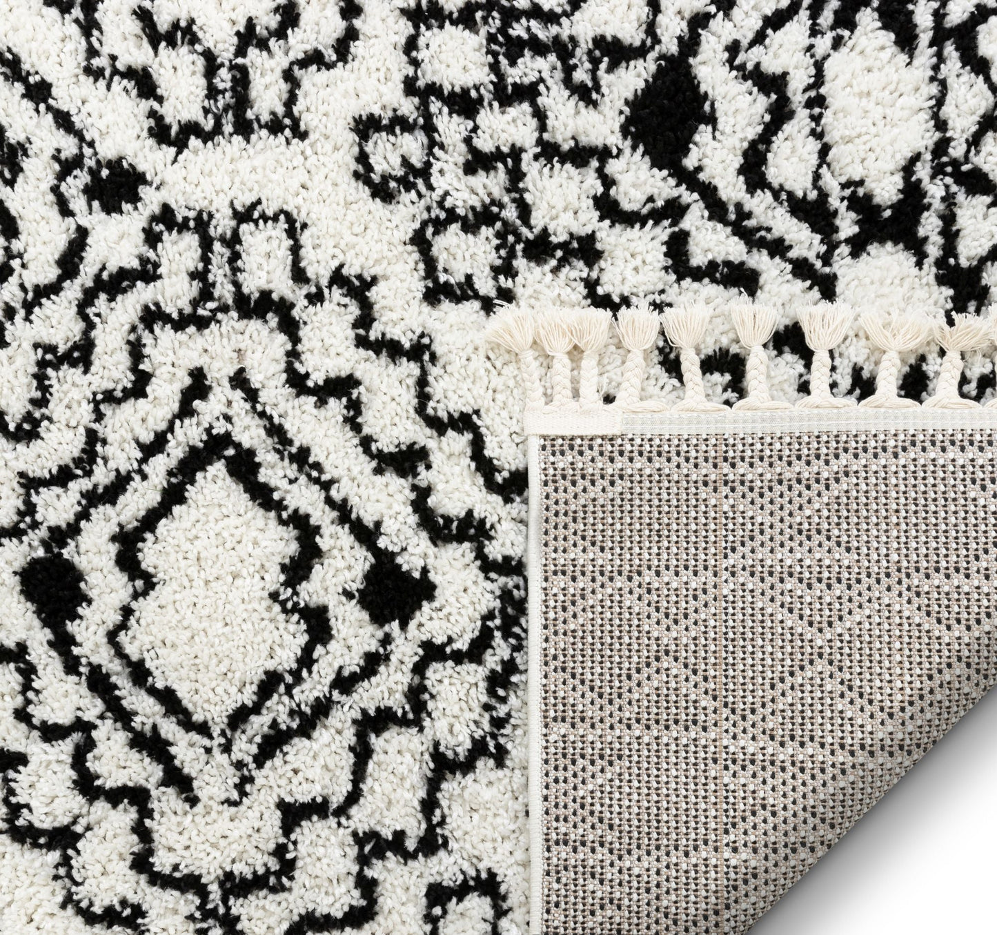 Mirela Moroccan Diamond Shag White Rug CB-112
