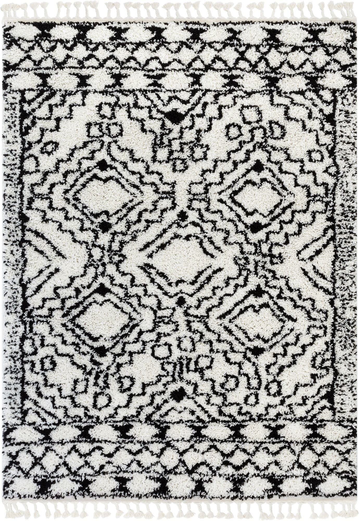 Mirela Moroccan Diamond Shag White Rug CB-112