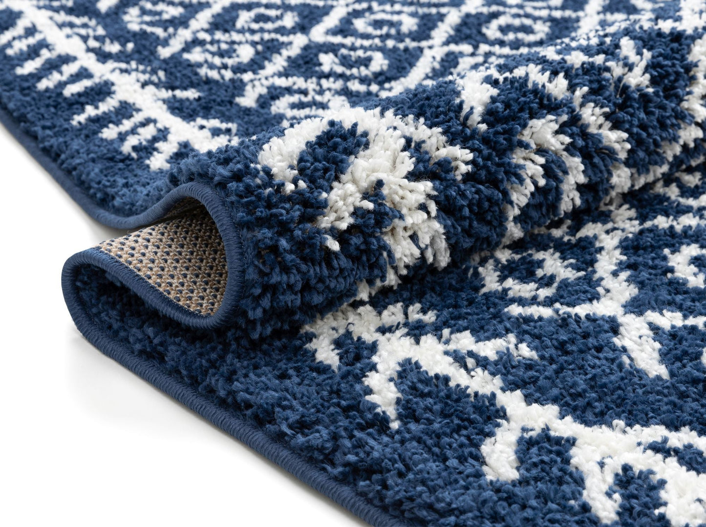 Agata Moroccan Geometric Shag Blue Rug CB-134