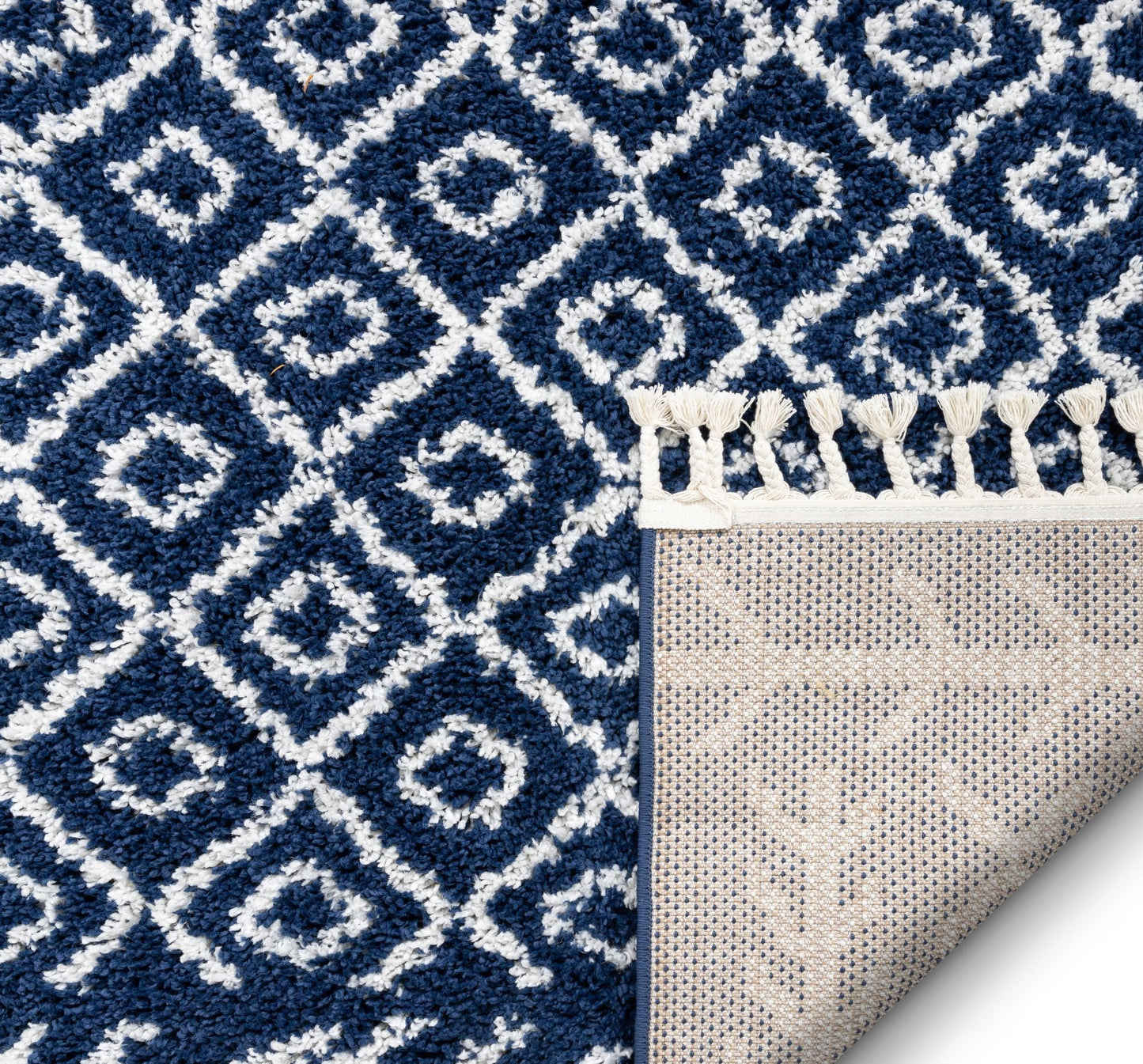 Agata Moroccan Geometric Shag Blue Rug CB-134