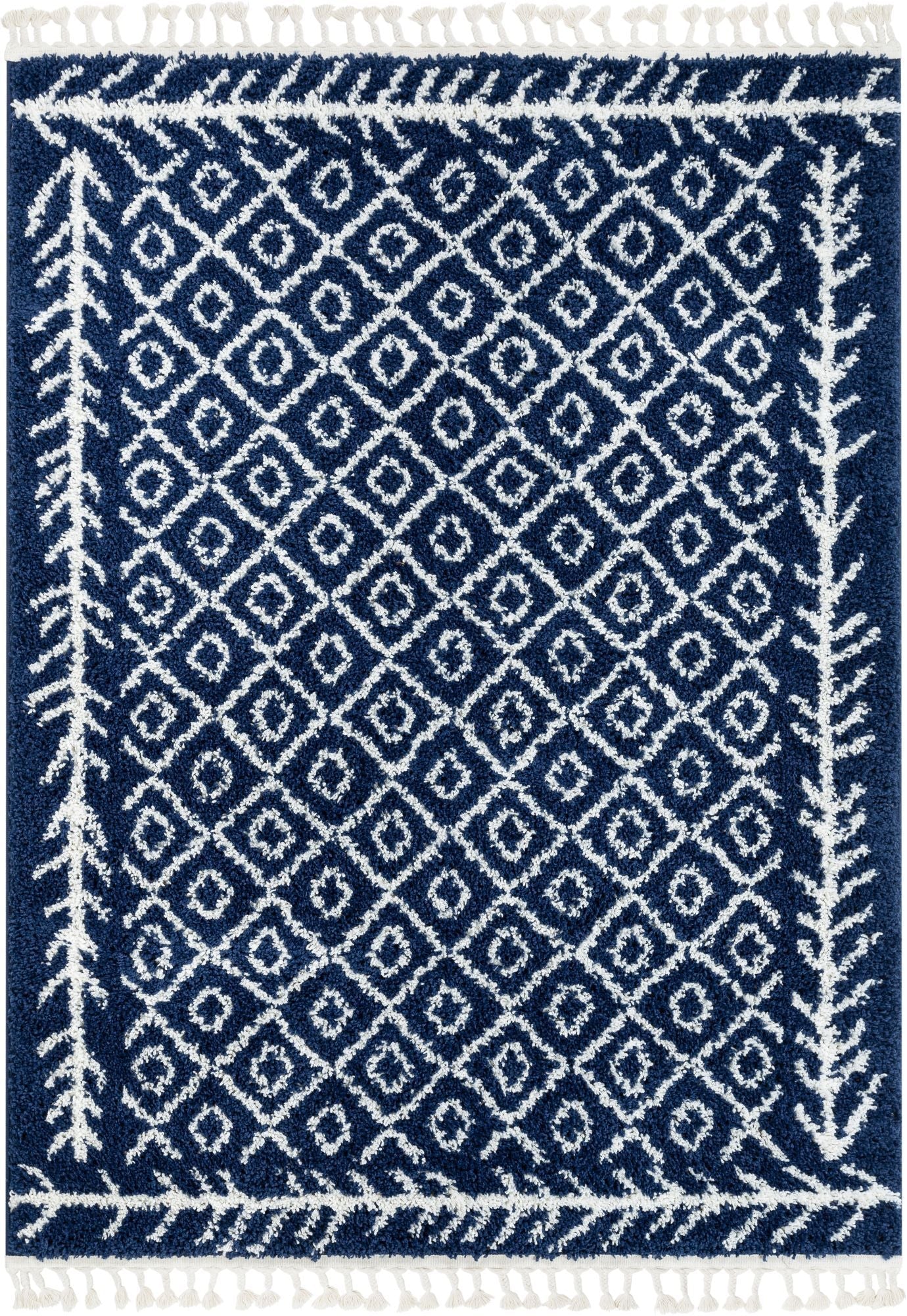 Agata Moroccan Geometric Shag Blue Rug CB-134