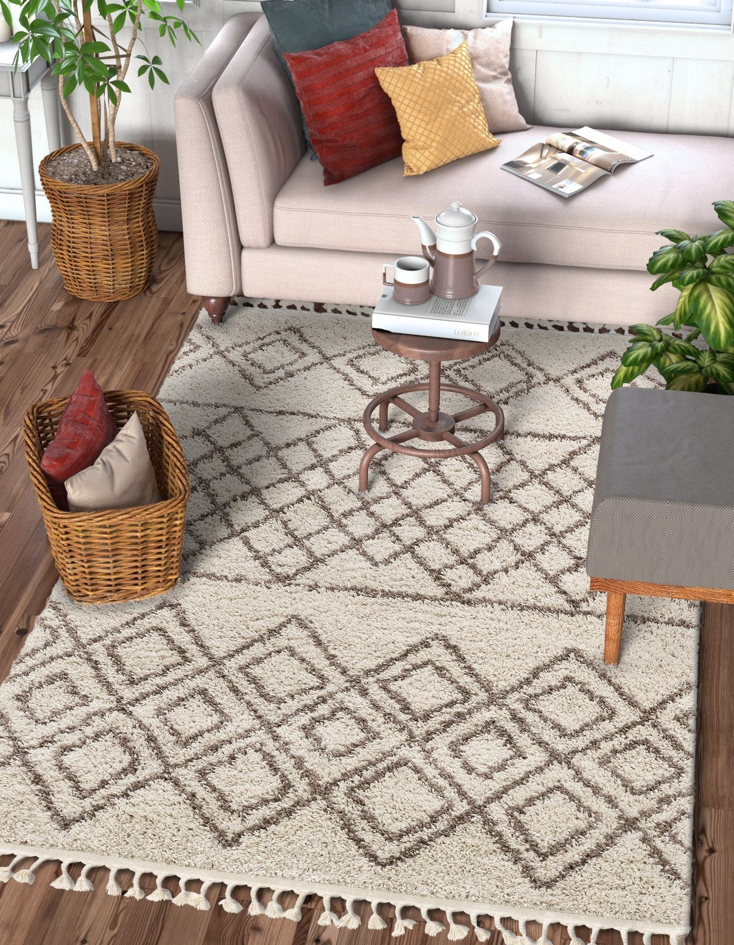 Radley Natural Modern Tribal Moroccan Shag Rug CB-22