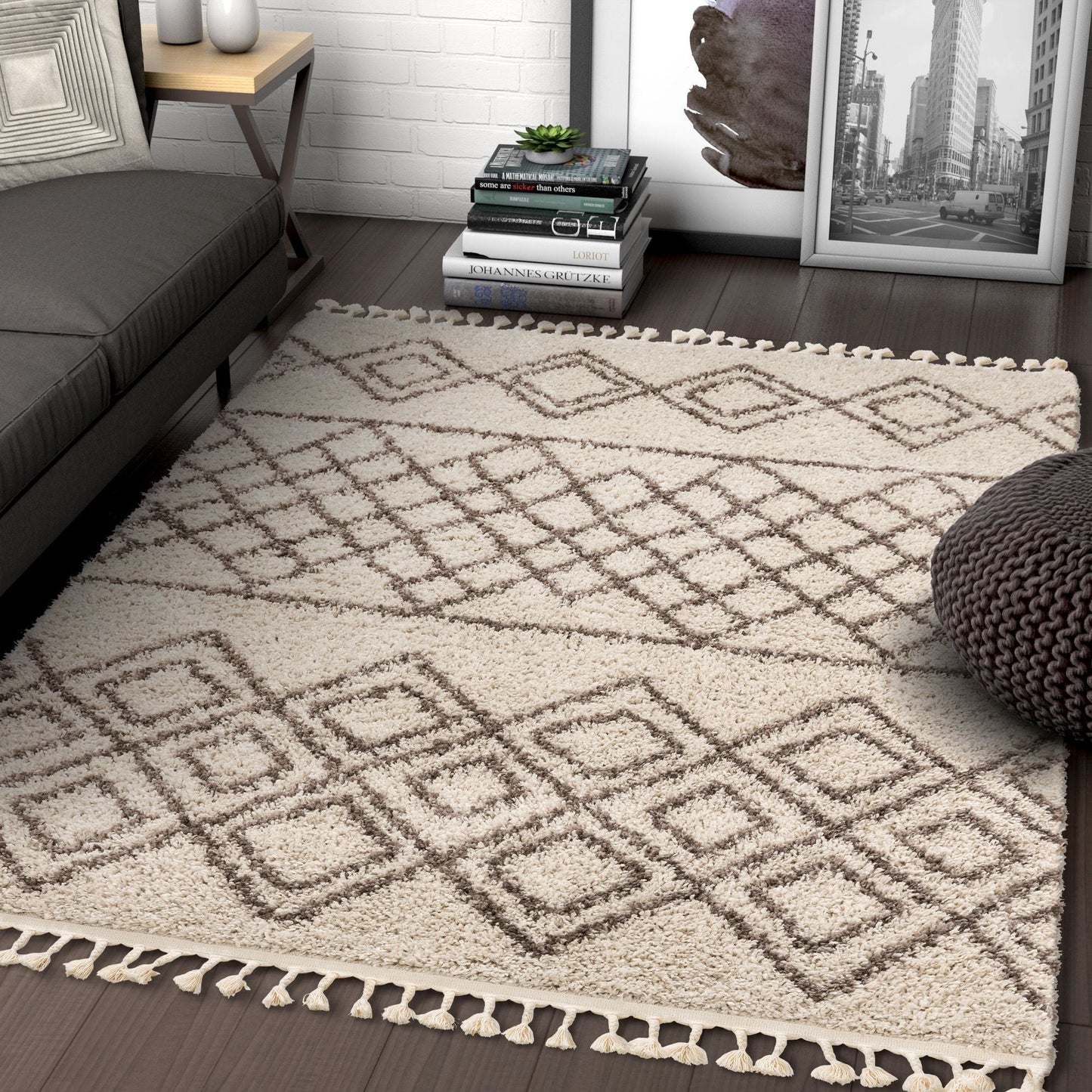 Radley Natural Modern Tribal Moroccan Shag Rug CB-22