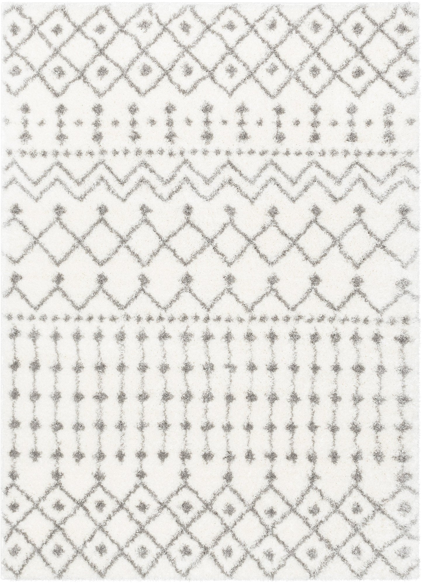 Coimbra Moroccan Diamond Pattern Ivory Thick & Soft Shag Rug CE-22