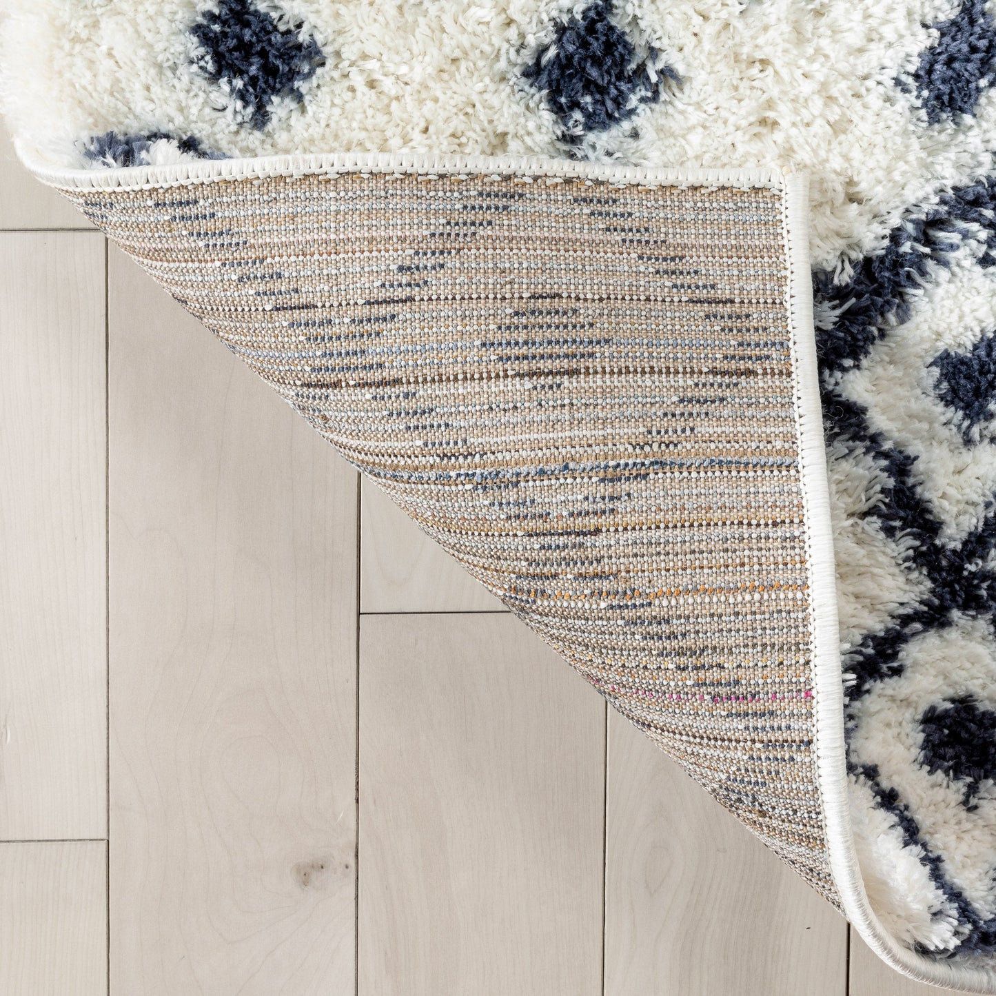 Coimbra Moroccan Diamond Pattern Blue Thick & Soft Shag Rug CE-24