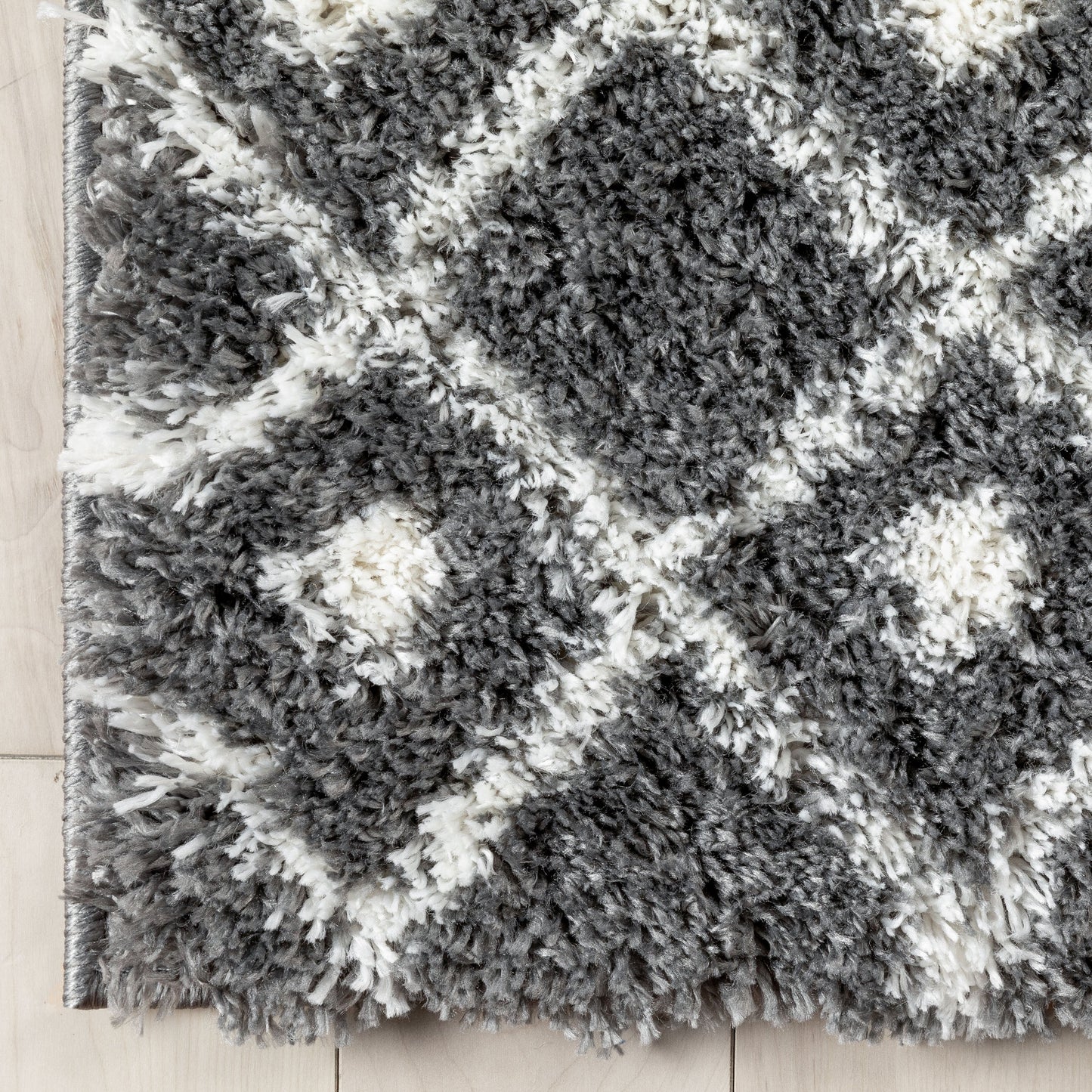 Coimbra Moroccan Diamond Pattern Grey Thick & Soft Shag Rug CE-27
