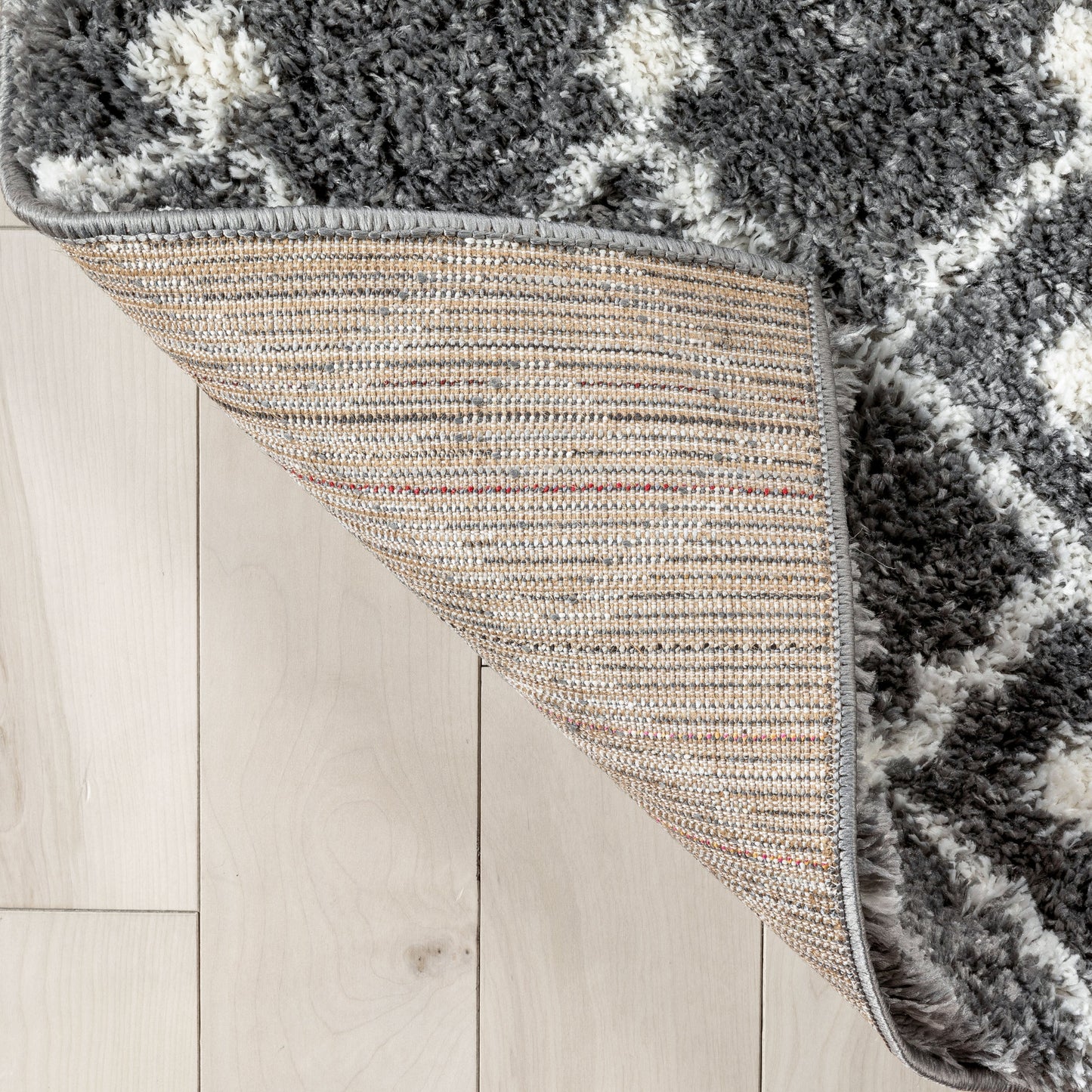 Coimbra Moroccan Diamond Pattern Grey Thick & Soft Shag Rug CE-27