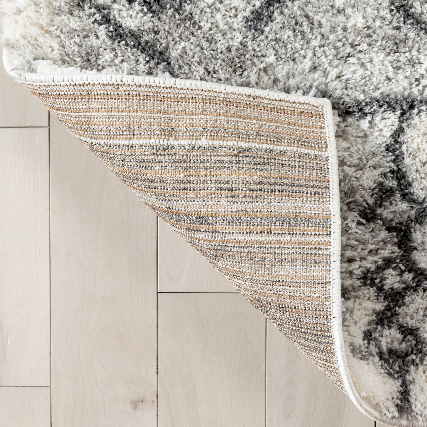 Braga Tribal Geometric Pattern Ivory Thick & Soft Shag Rug CE-32