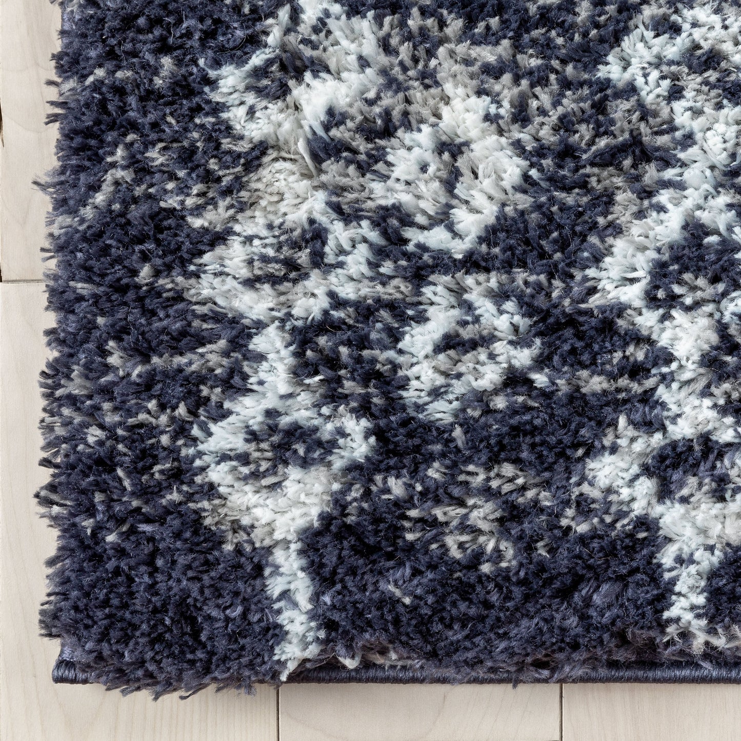 Braga Tribal Geometric Pattern Blue Thick & Soft Shag Rug CE-34