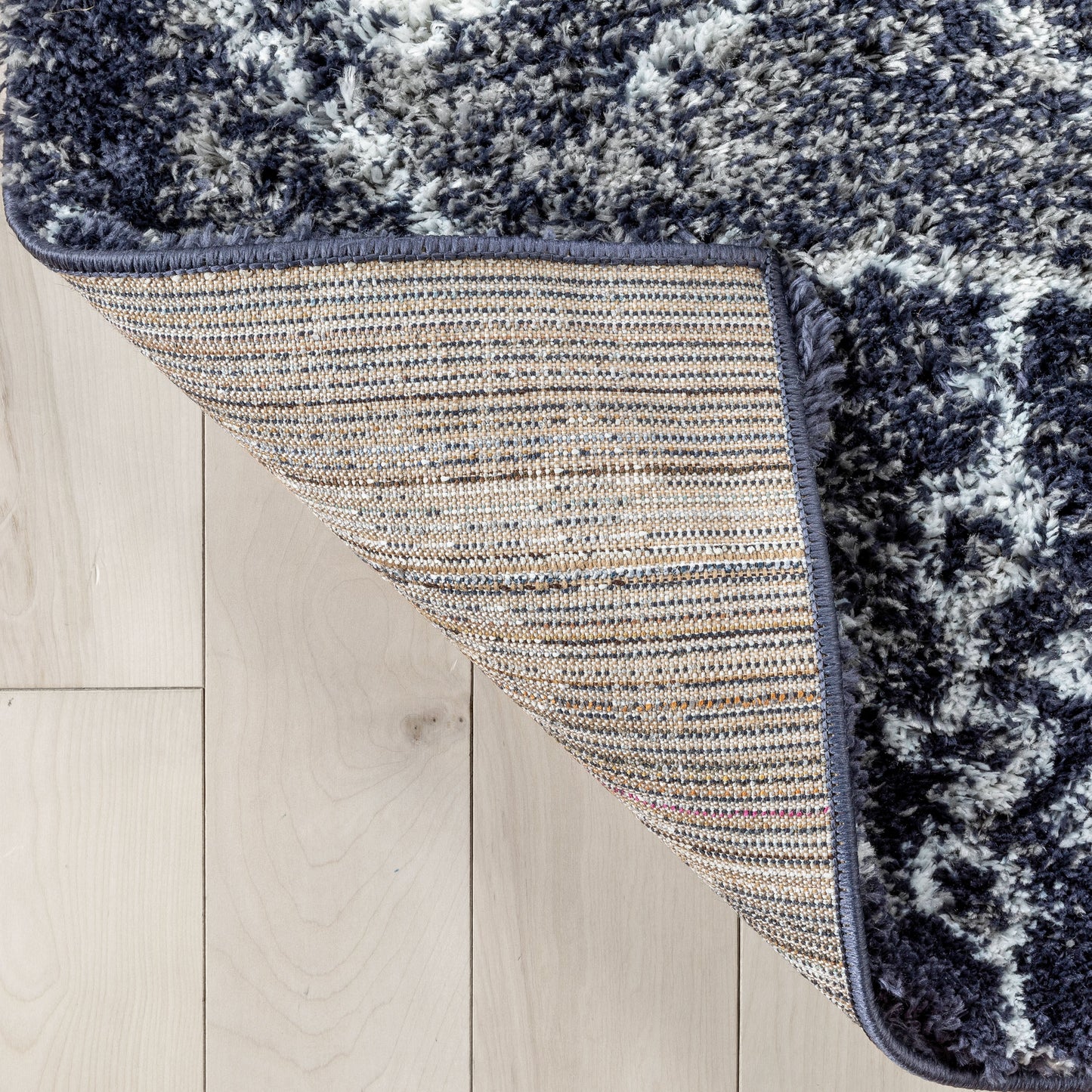 Braga Tribal Geometric Pattern Blue Thick & Soft Shag Rug CE-34