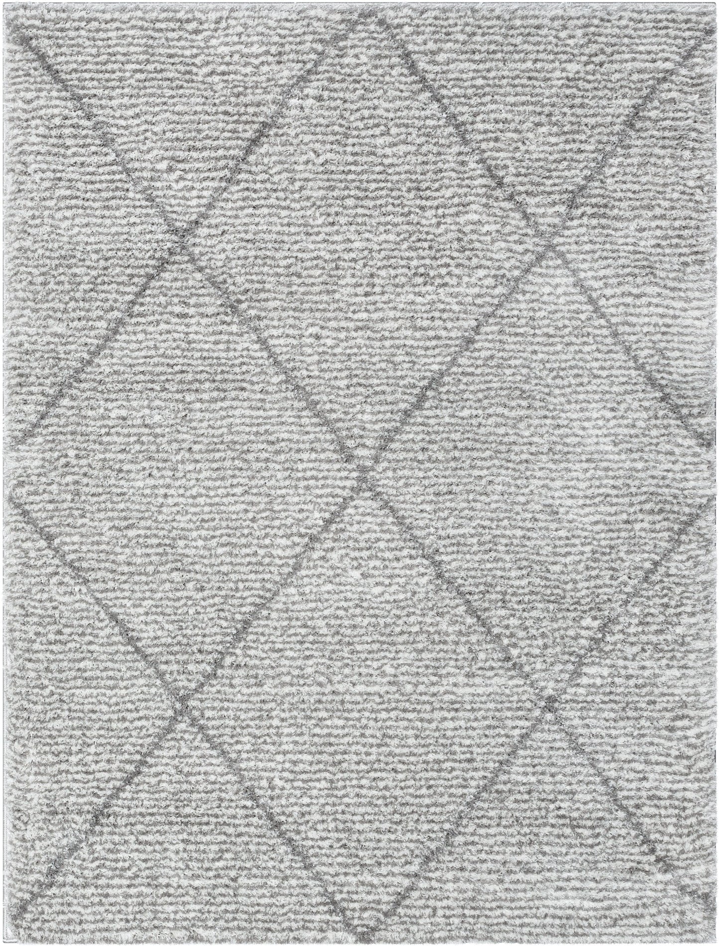 Aviero Moroccan Lattice Trellis Ivory Thick & Soft Shag Rug CE-42