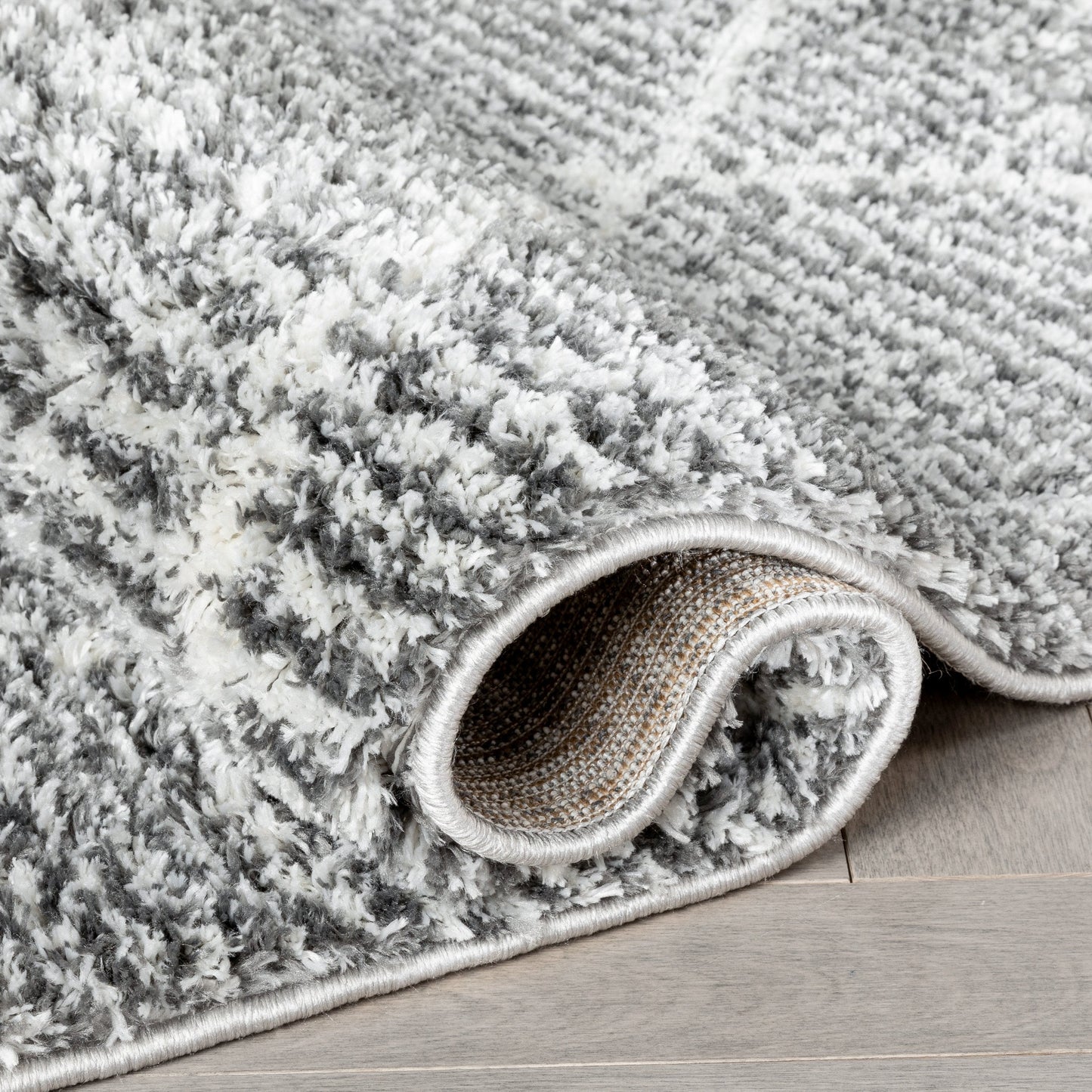 Aviero Moroccan Lattice Trellis Grey Thick & Soft Shag Rug CE-47