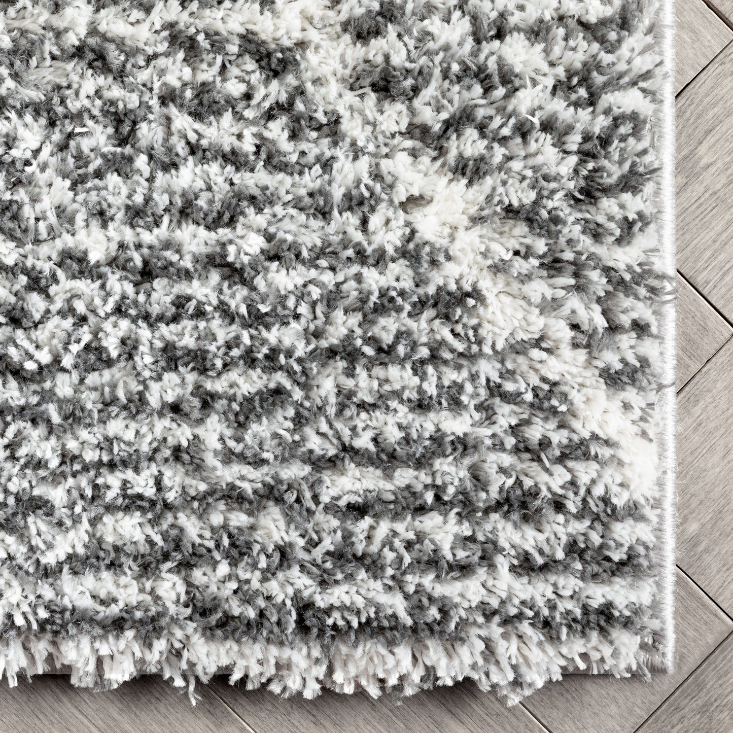 Aviero Moroccan Lattice Trellis Grey Thick & Soft Shag Rug CE-47