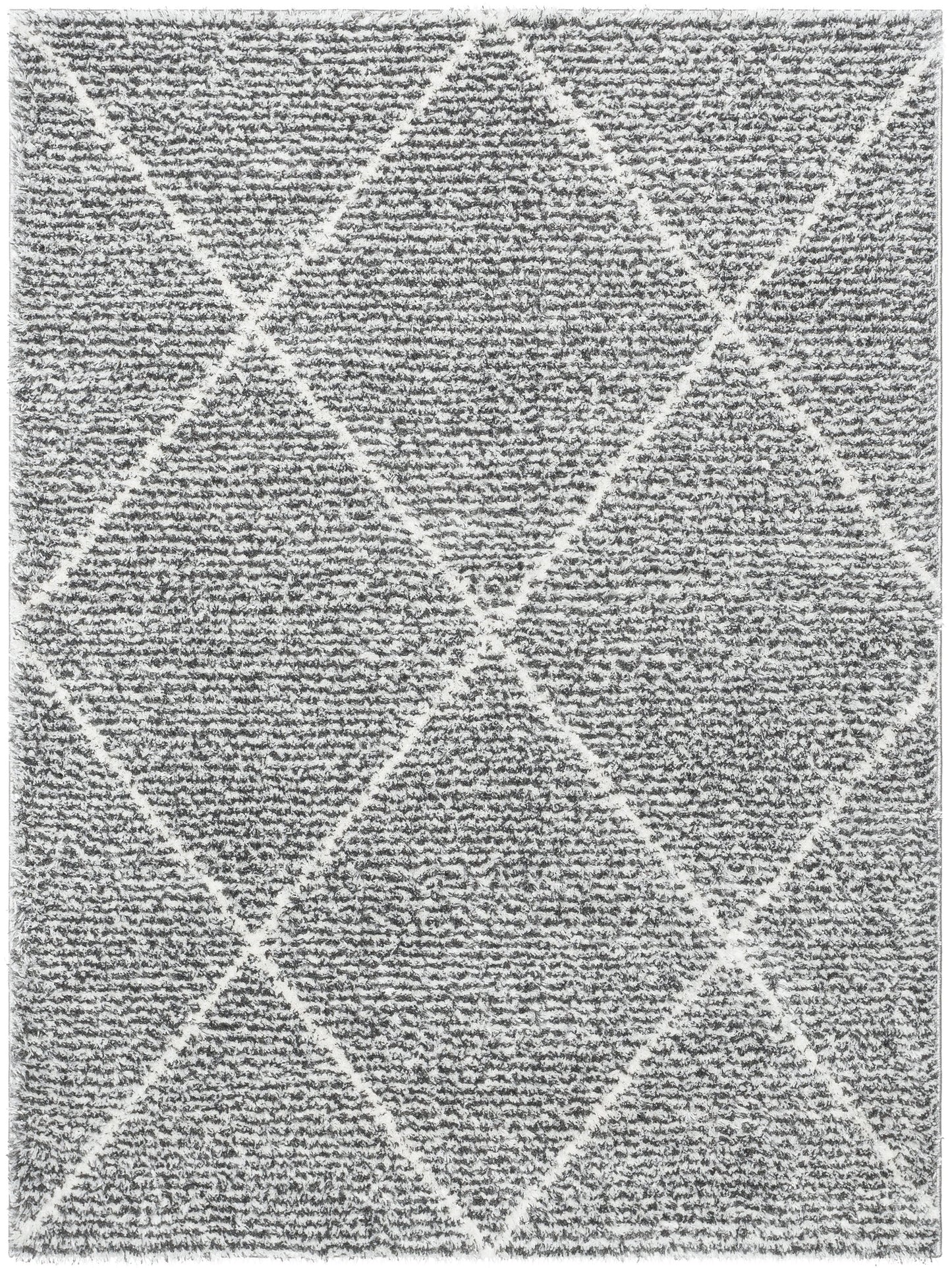 Aviero Moroccan Lattice Trellis Grey Thick & Soft Shag Rug CE-47