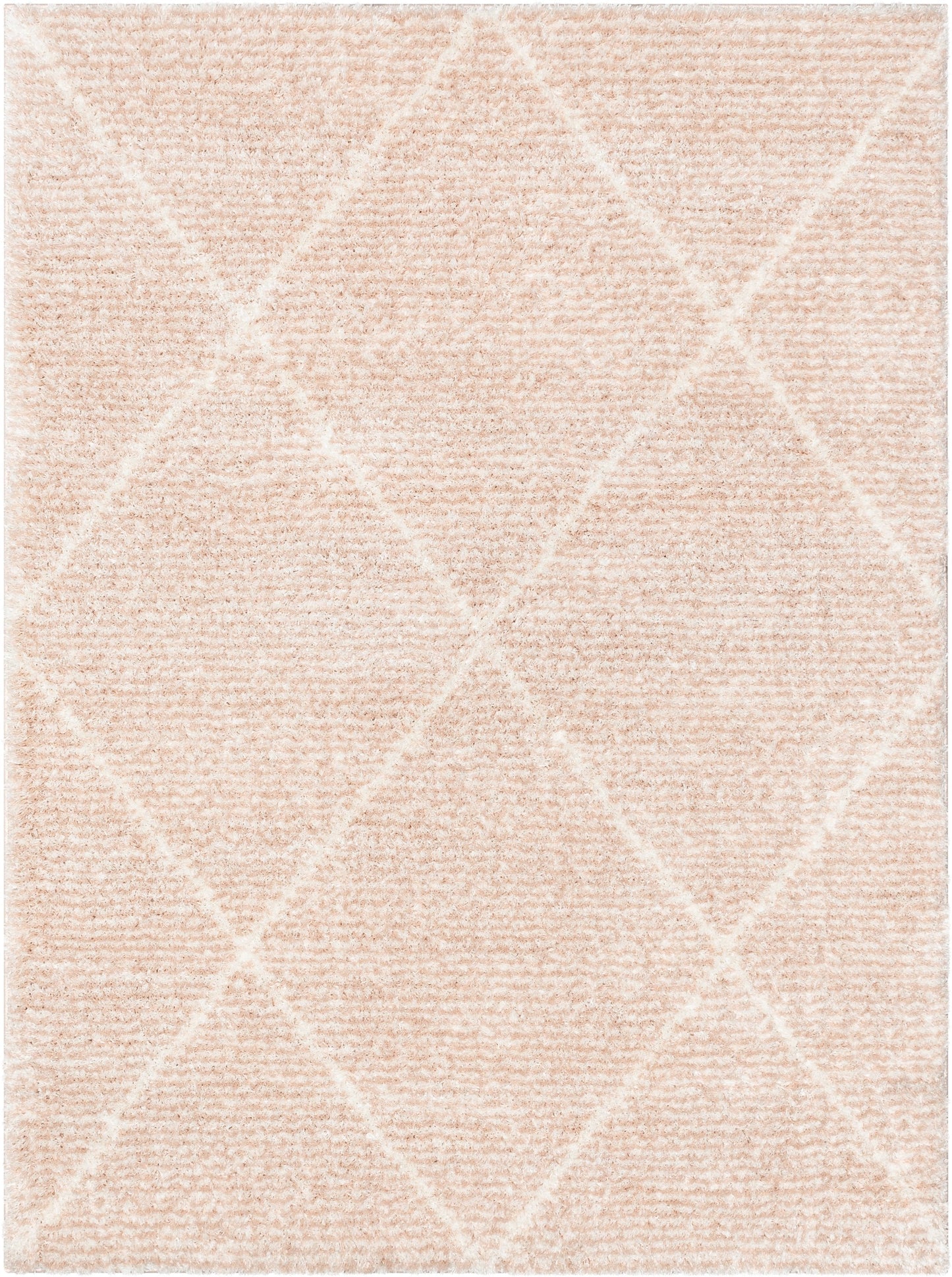 Aviero Moroccan Lattice Trellis Blush Thick & Soft Shag Rug CE-49