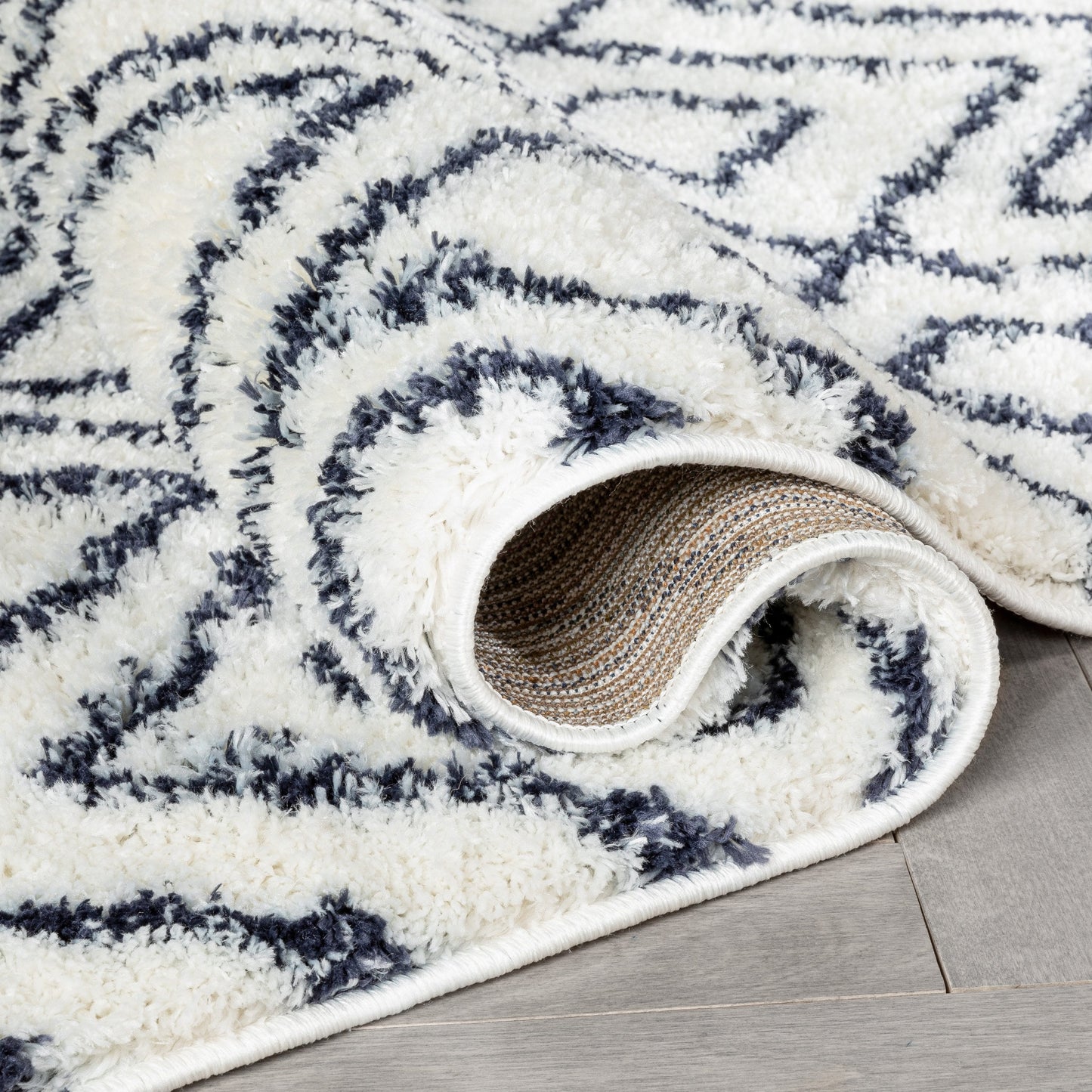 Lagos Tribal Diamond Pattern Blue Thick & Soft Shag Rug CE-54