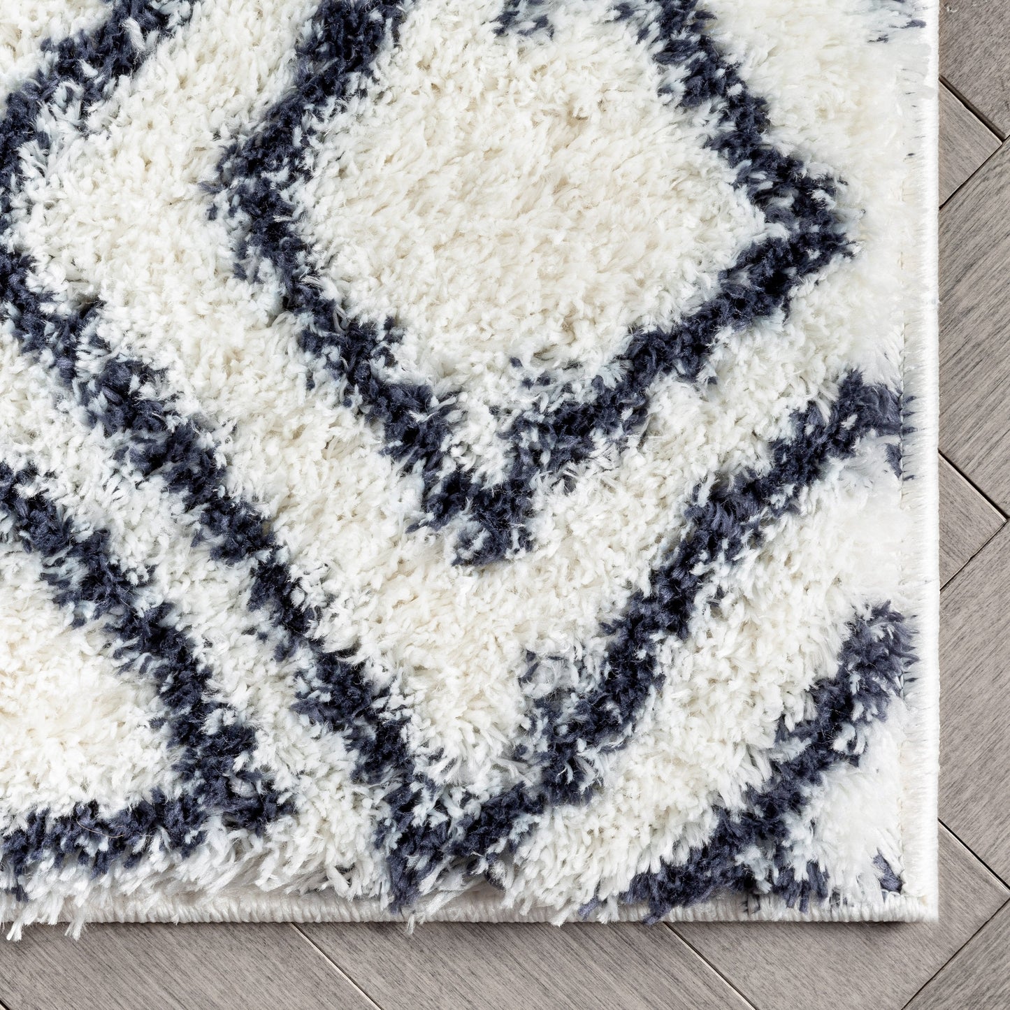 Lagos Tribal Diamond Pattern Blue Thick & Soft Shag Rug CE-54