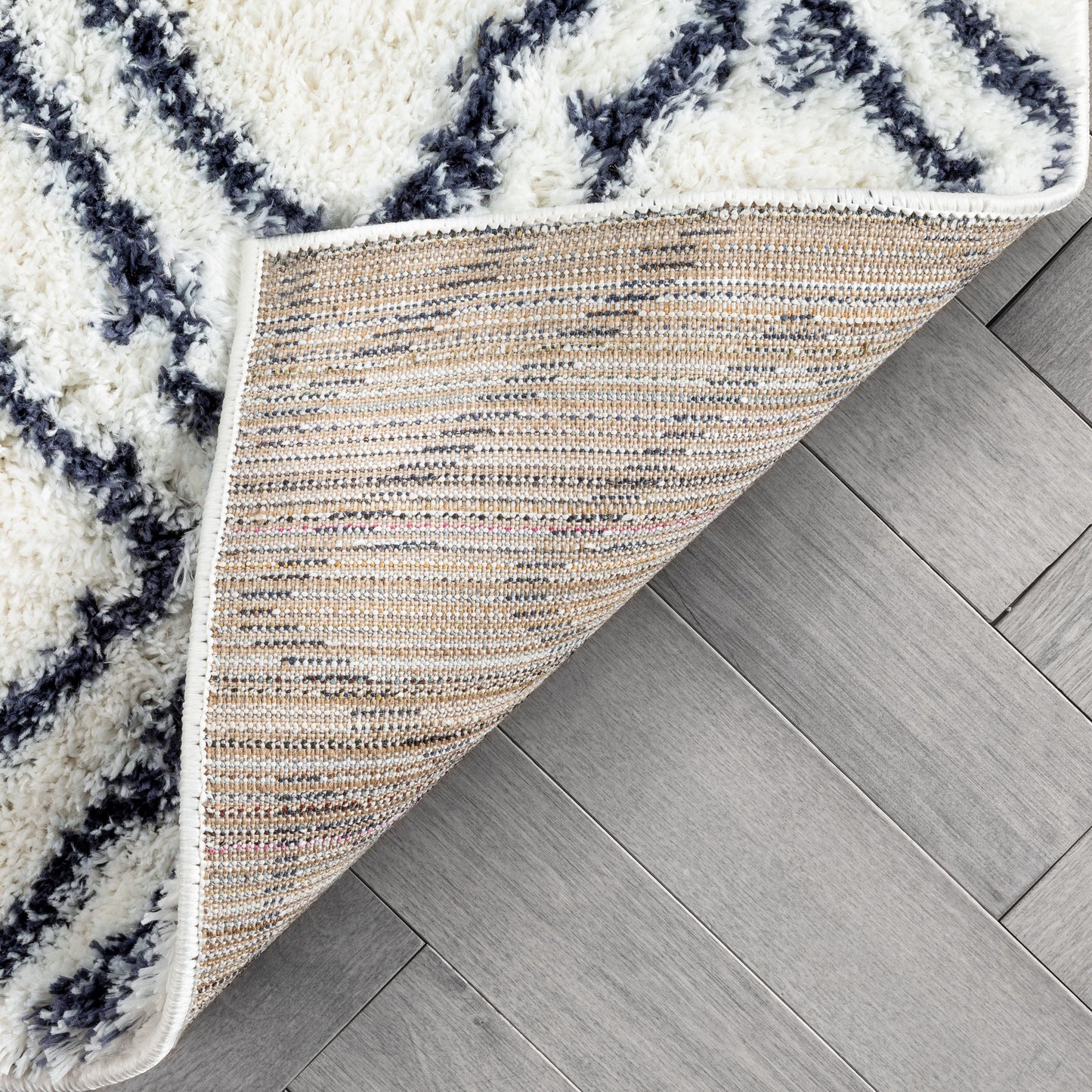 Lagos Tribal Diamond Pattern Blue Thick & Soft Shag Rug CE-54