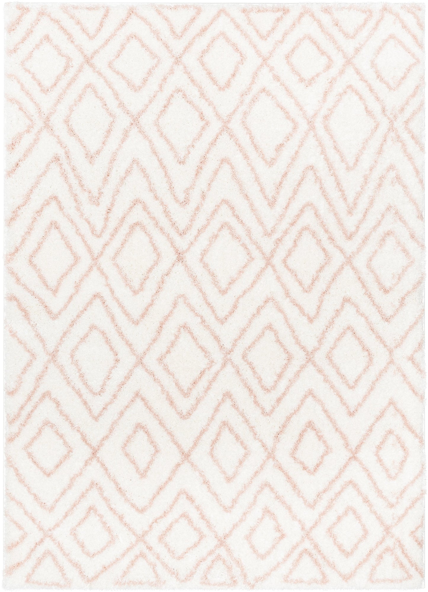 Lagos Tribal Diamond Pattern Blush Thick & Soft Shag Rug CE-59