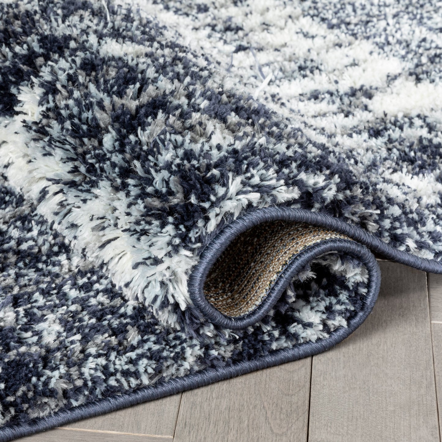 Sintra Mid-Century Modern Geometric Pattern Blue Thick & Soft Shag Rug CE-64