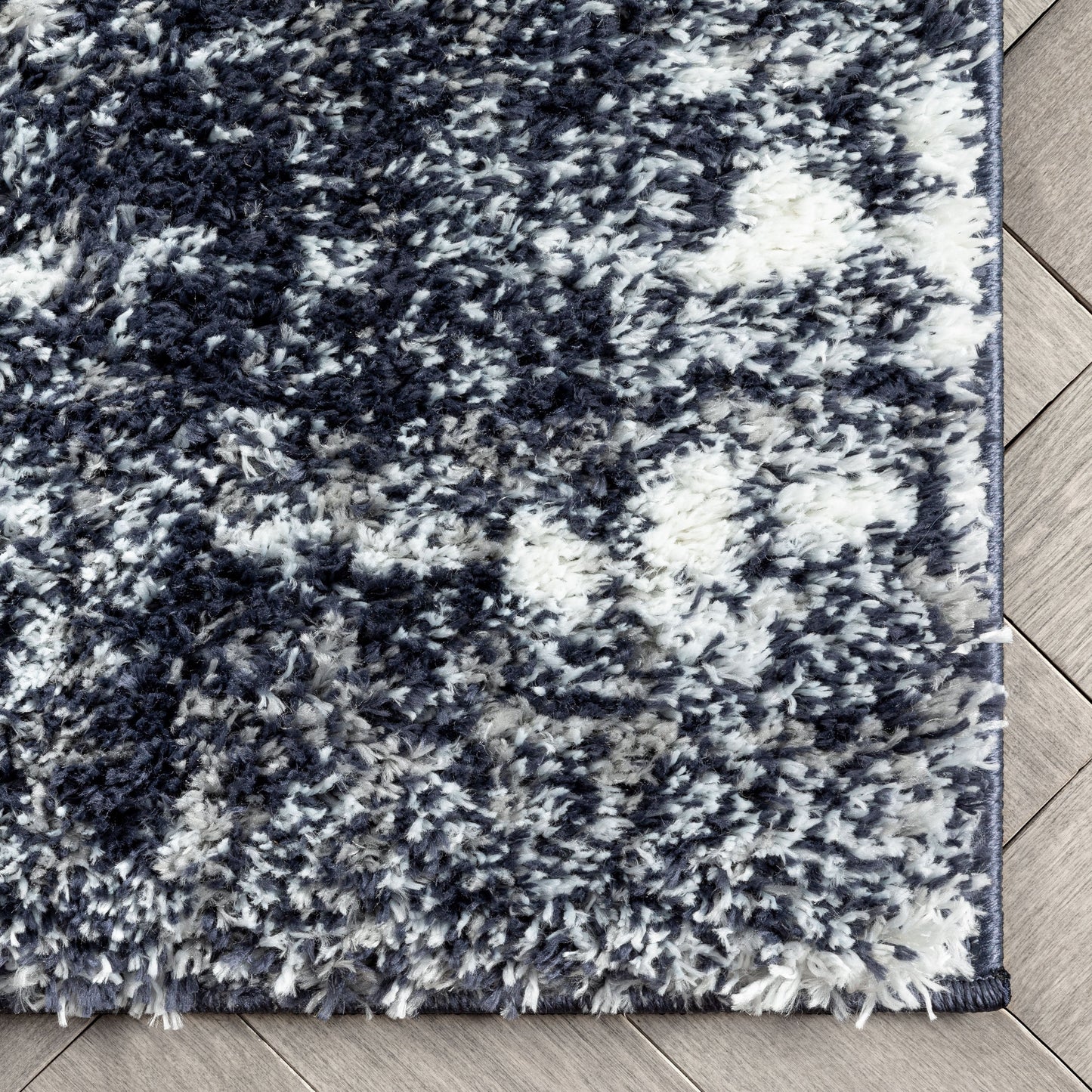 Sintra Mid-Century Modern Geometric Pattern Blue Thick & Soft Shag Rug CE-64