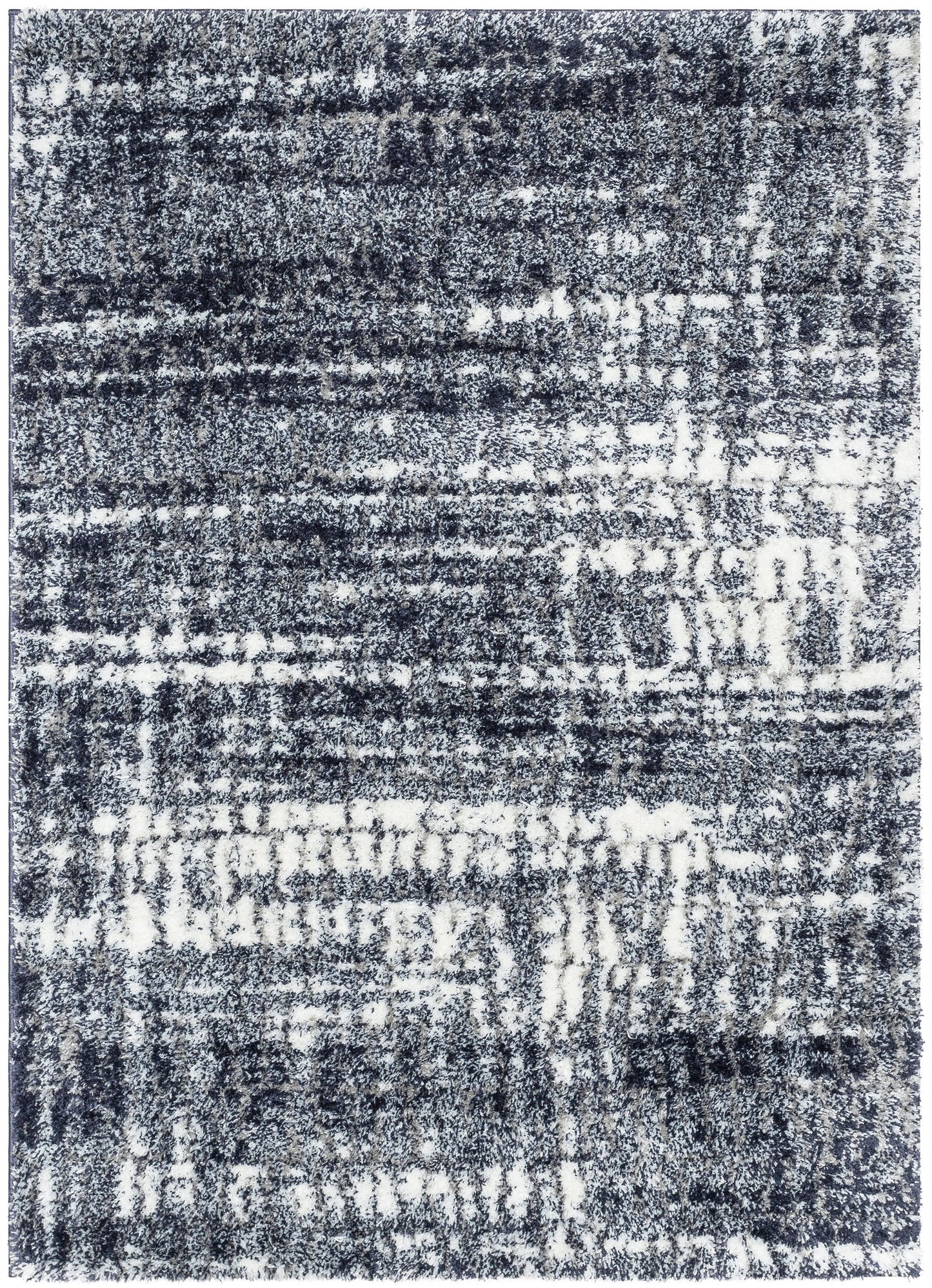 Sintra Mid-Century Modern Geometric Pattern Blue Thick & Soft Shag Rug CE-64