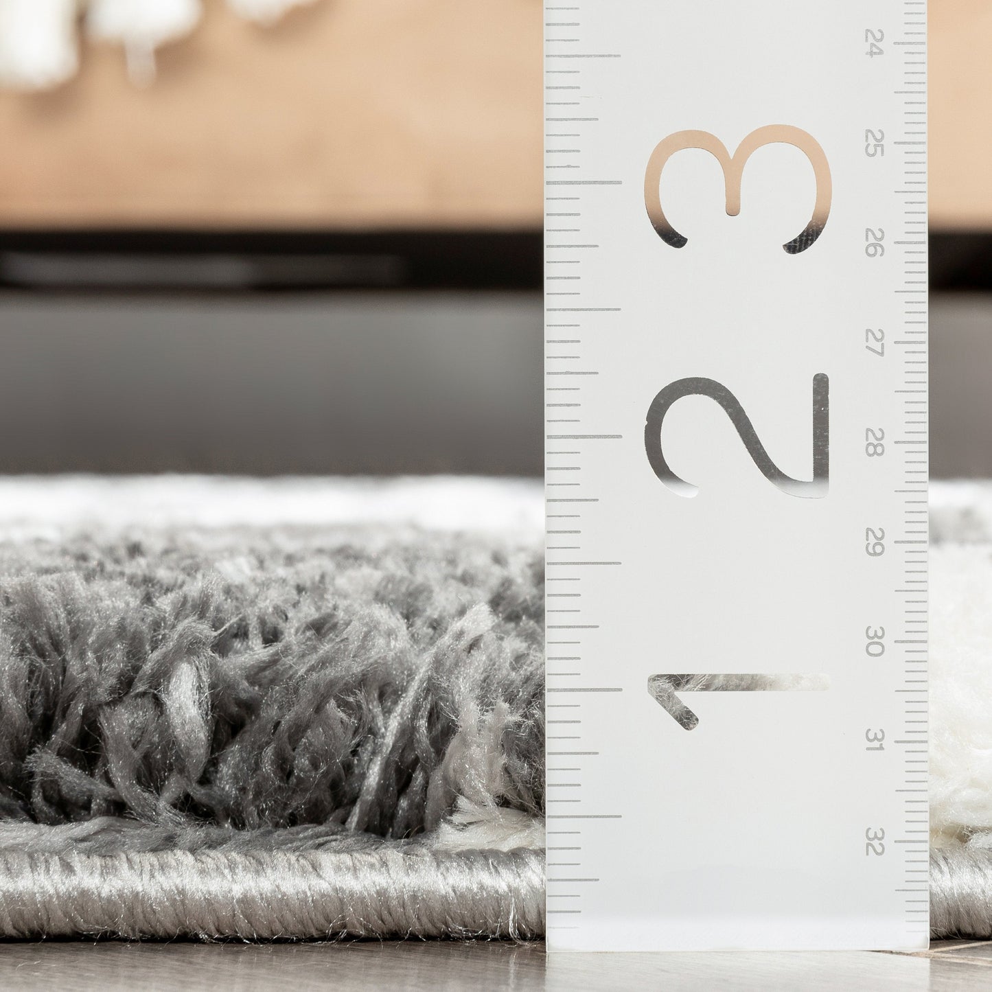 Faro Modern Coastal Waves Pattern Dark Grey Thick & Soft Shag Rug CE-87