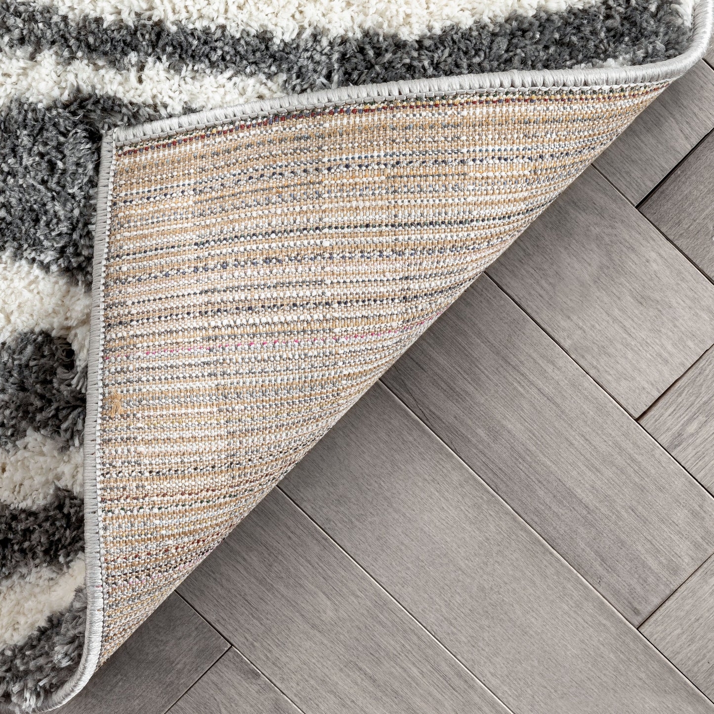 Faro Modern Coastal Waves Pattern Dark Grey Thick & Soft Shag Rug CE-87