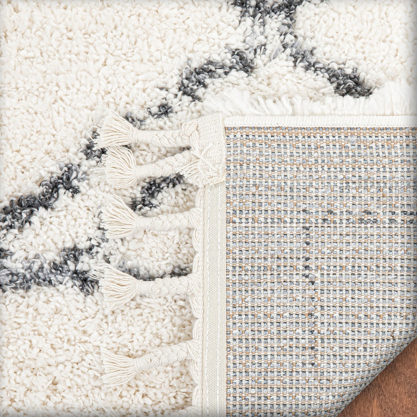 Verdant Tribal Diamond Pattern Ivory Super Soft And Thick Shag Rug CH-02