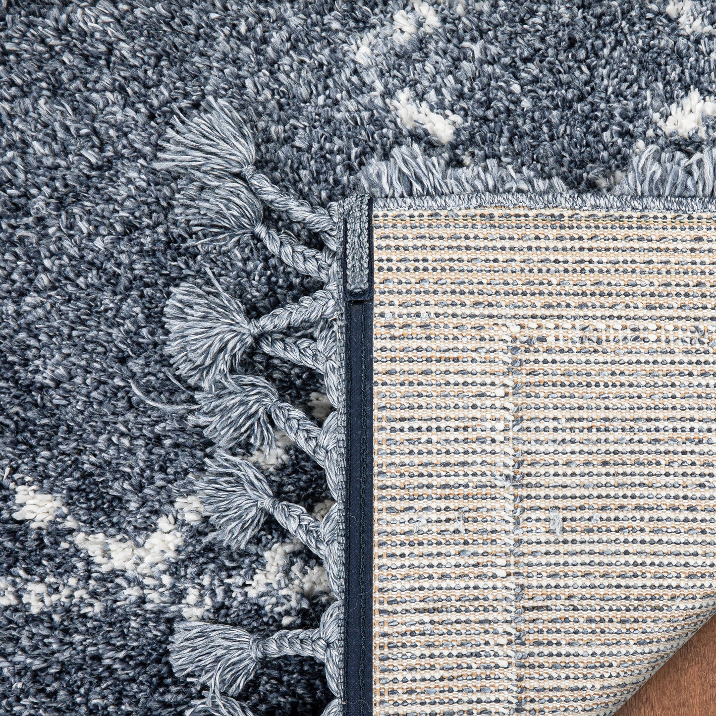 Verdant Tribal Diamond Pattern Blue Super Soft And Thick Shag Rug CH-04