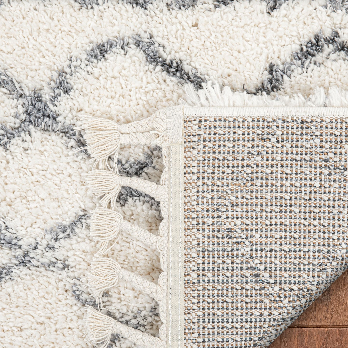 Blossom Moroccan Trellis Ivory Super Soft And Thick Shag Rug CH-12