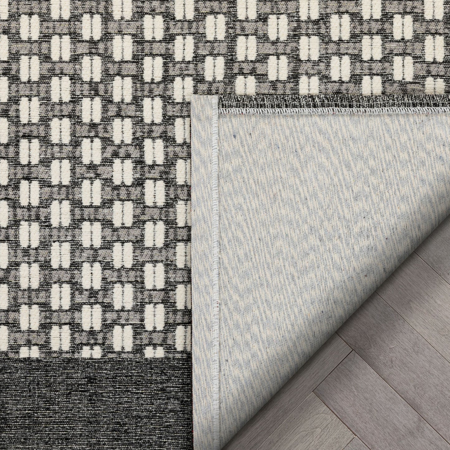 Azuki Contemporary Tribal Border Beige Kilim-Style Rug CHA-12