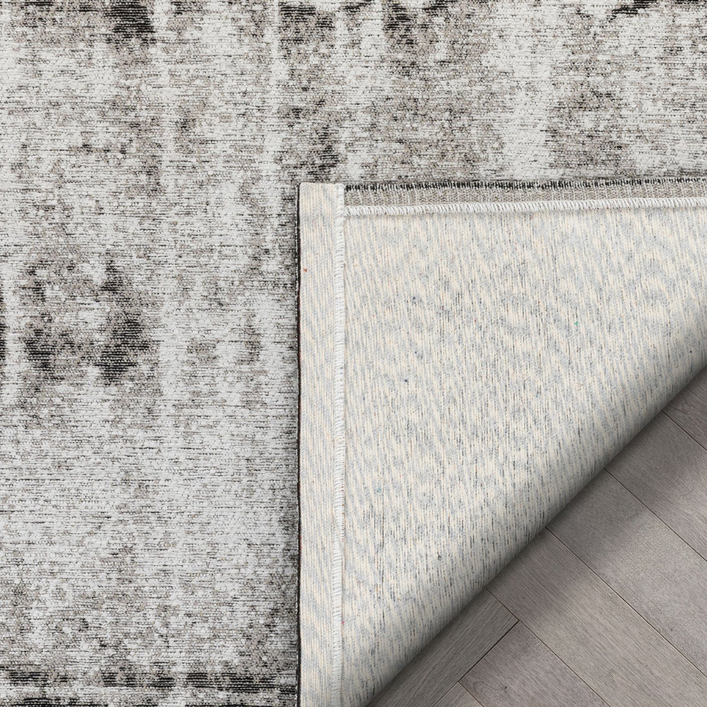 Fanos Modern Distressed Abstract Brush Strokes Salmon Grey Kilim-Style Rug CHA-20