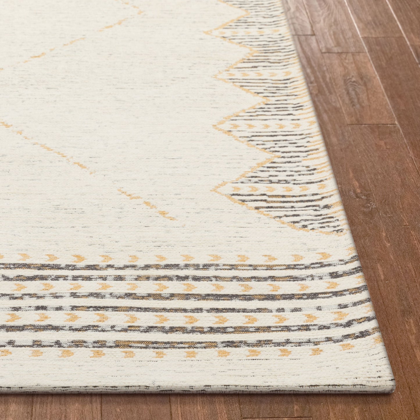 Kippa Moroccan Diamond Pattern Gold Kilim-Style Rug CHA-51
